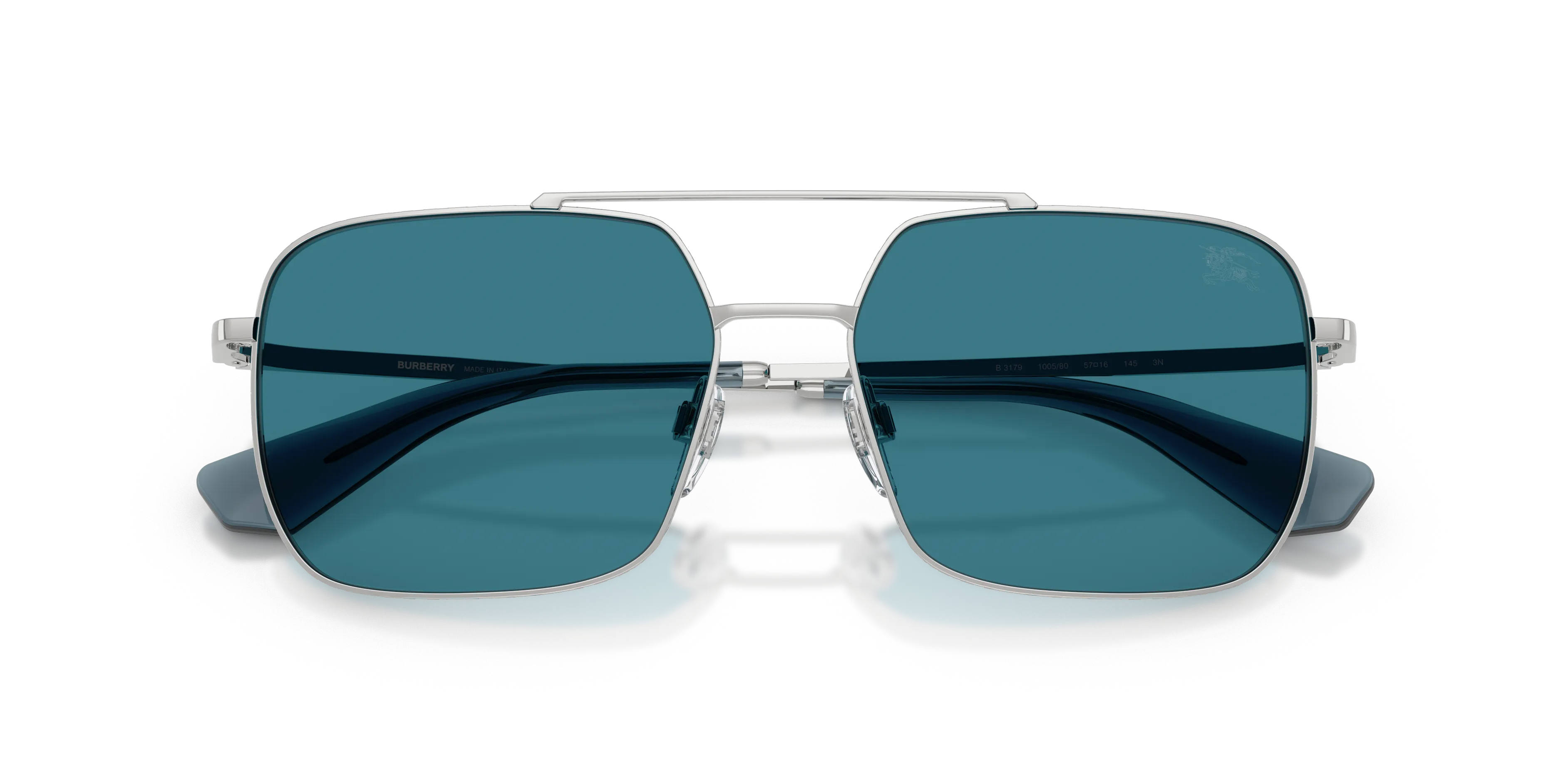 Burberry BE3179 100580 Occhiali da sole Acciaio Argento Blu Pilot Normale - immagine 2