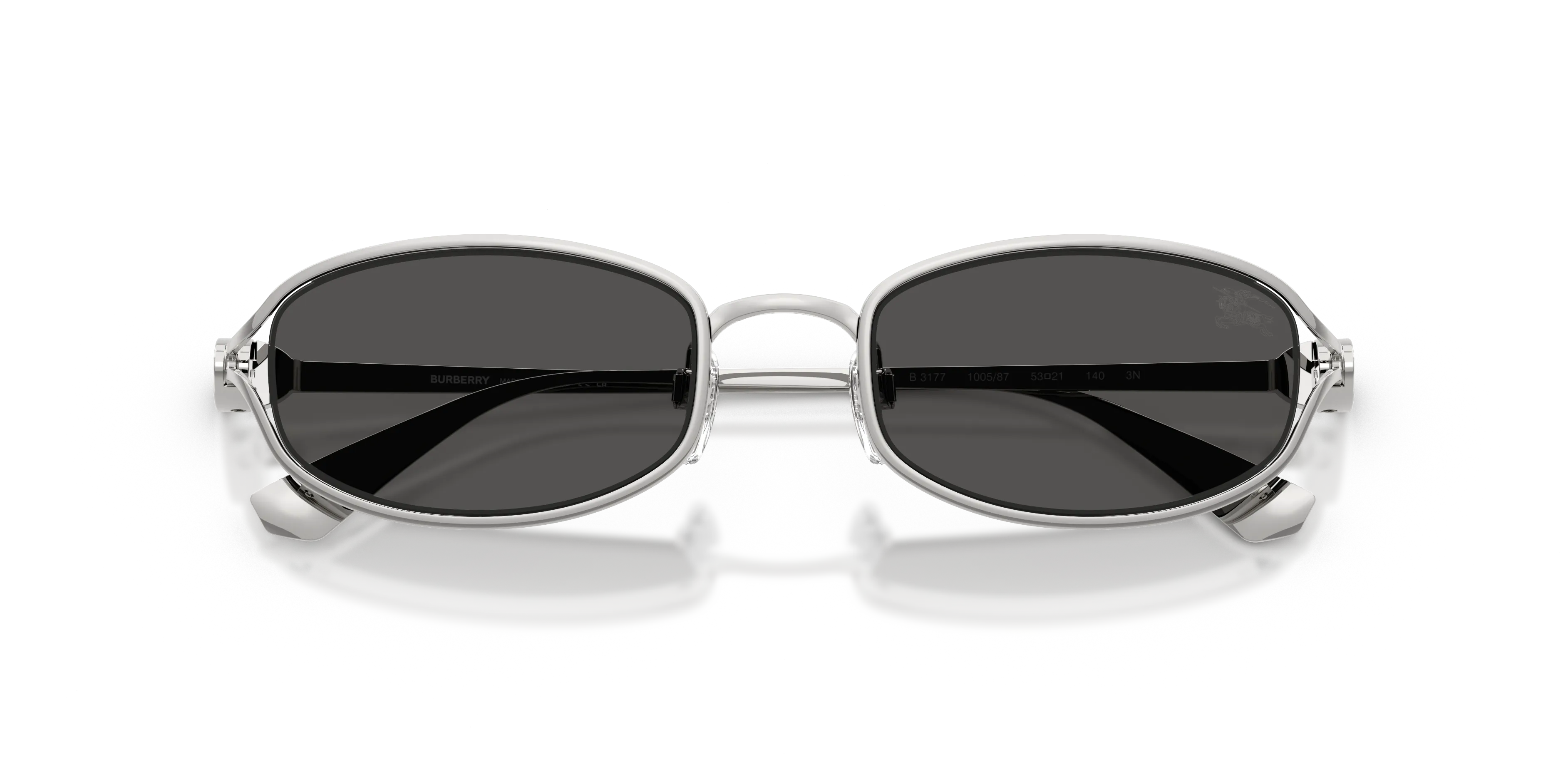 Burberry BE3177 100587 Occhiali da sole Metallo Argento Grigio Rotonda Normale - immagine 2