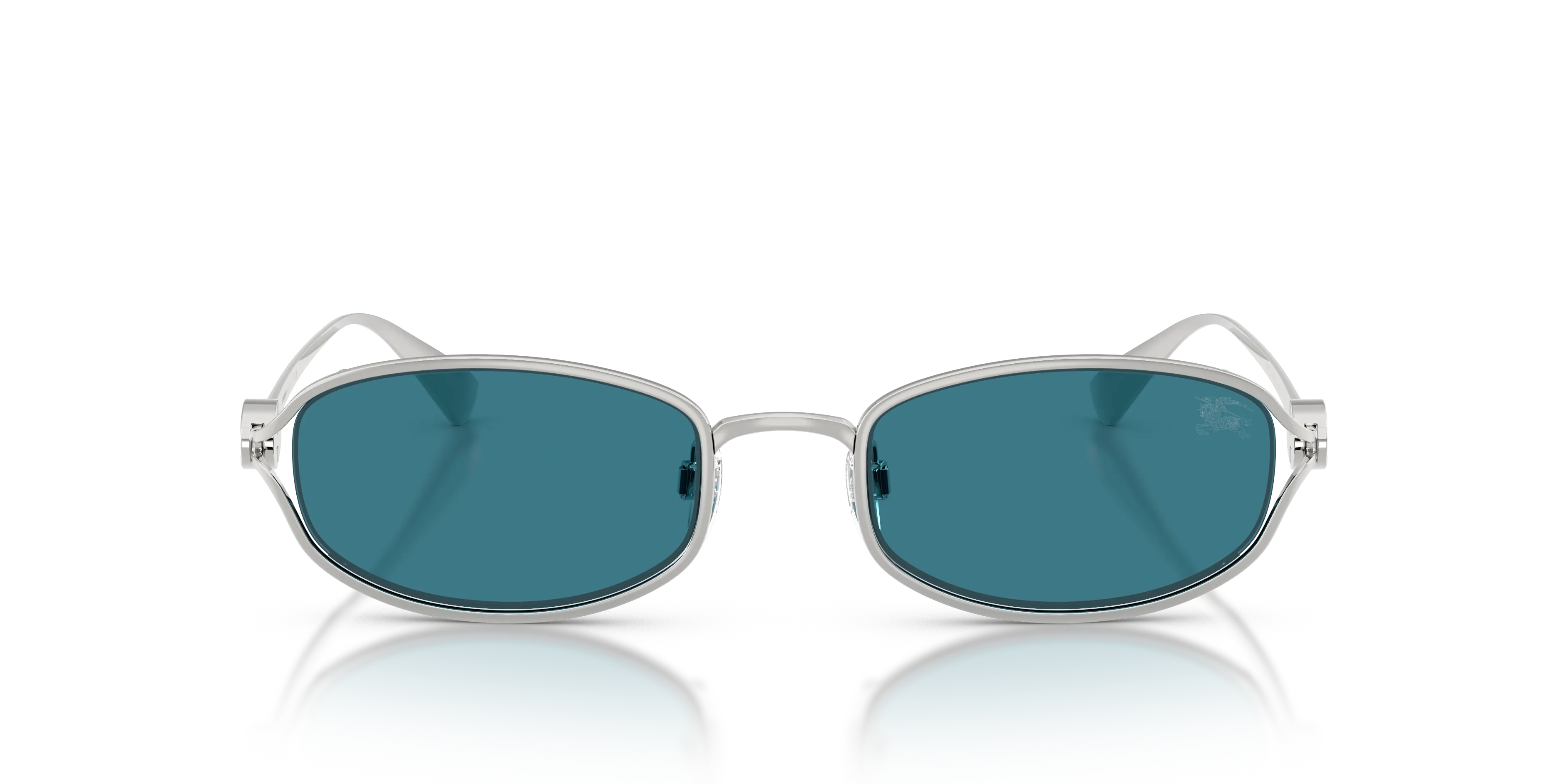 Burberry BE3177 100580 Occhiali da sole Metallo Argento Blu Rotonda Normale - immagine 3