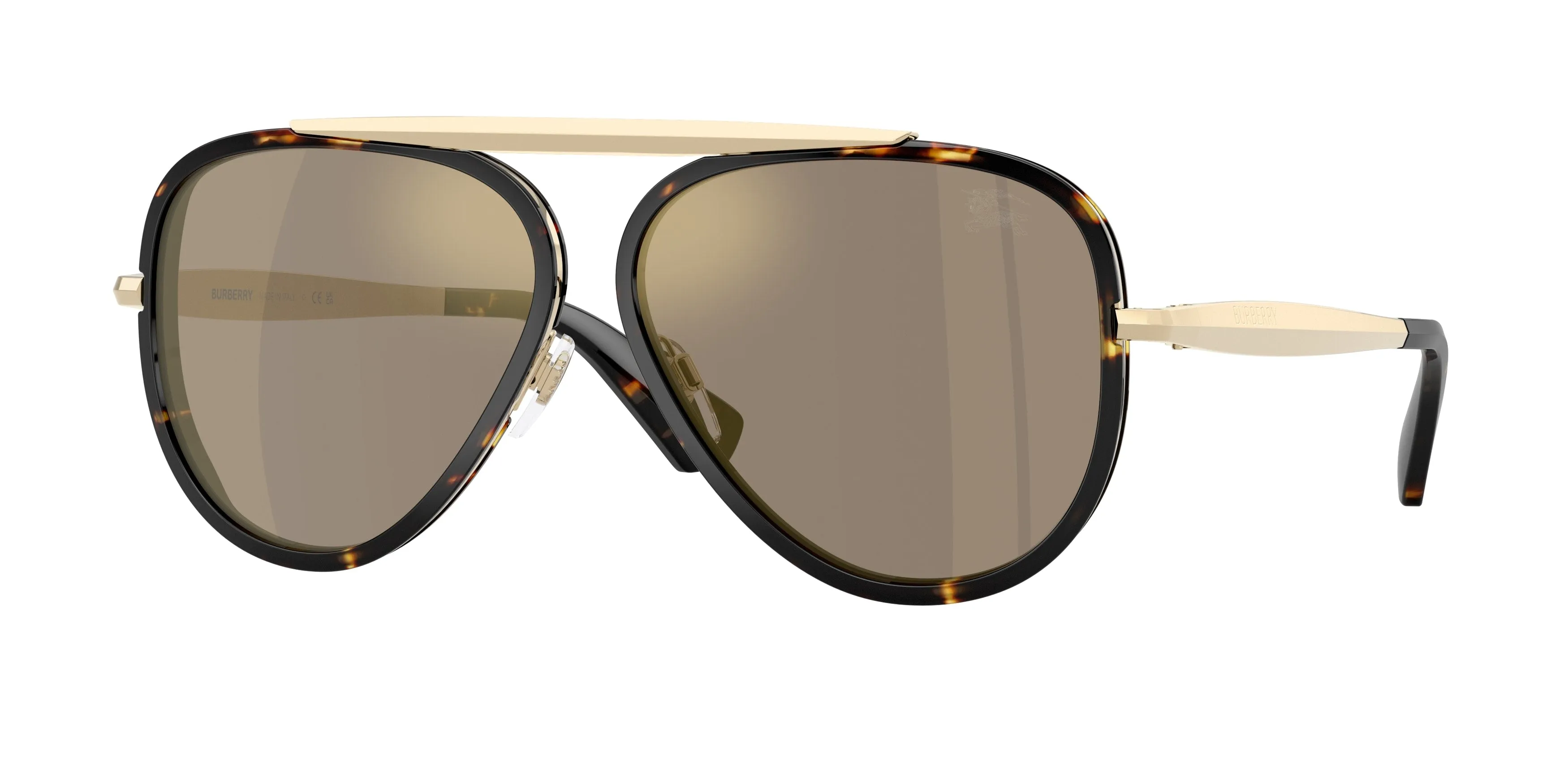 Burberry BE3176 11095A Occhiali da sole Metallo Tartaruga Marrone Pilot Specchiate - immagine 1