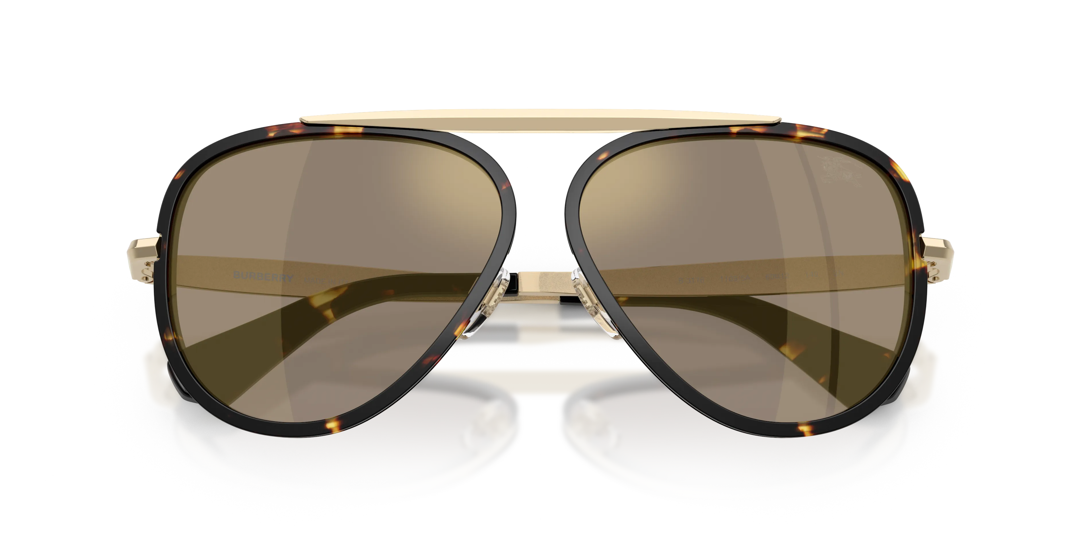 Burberry BE3176 11095A Occhiali da sole Metallo Tartaruga Marrone Pilot Specchiate - immagine 2