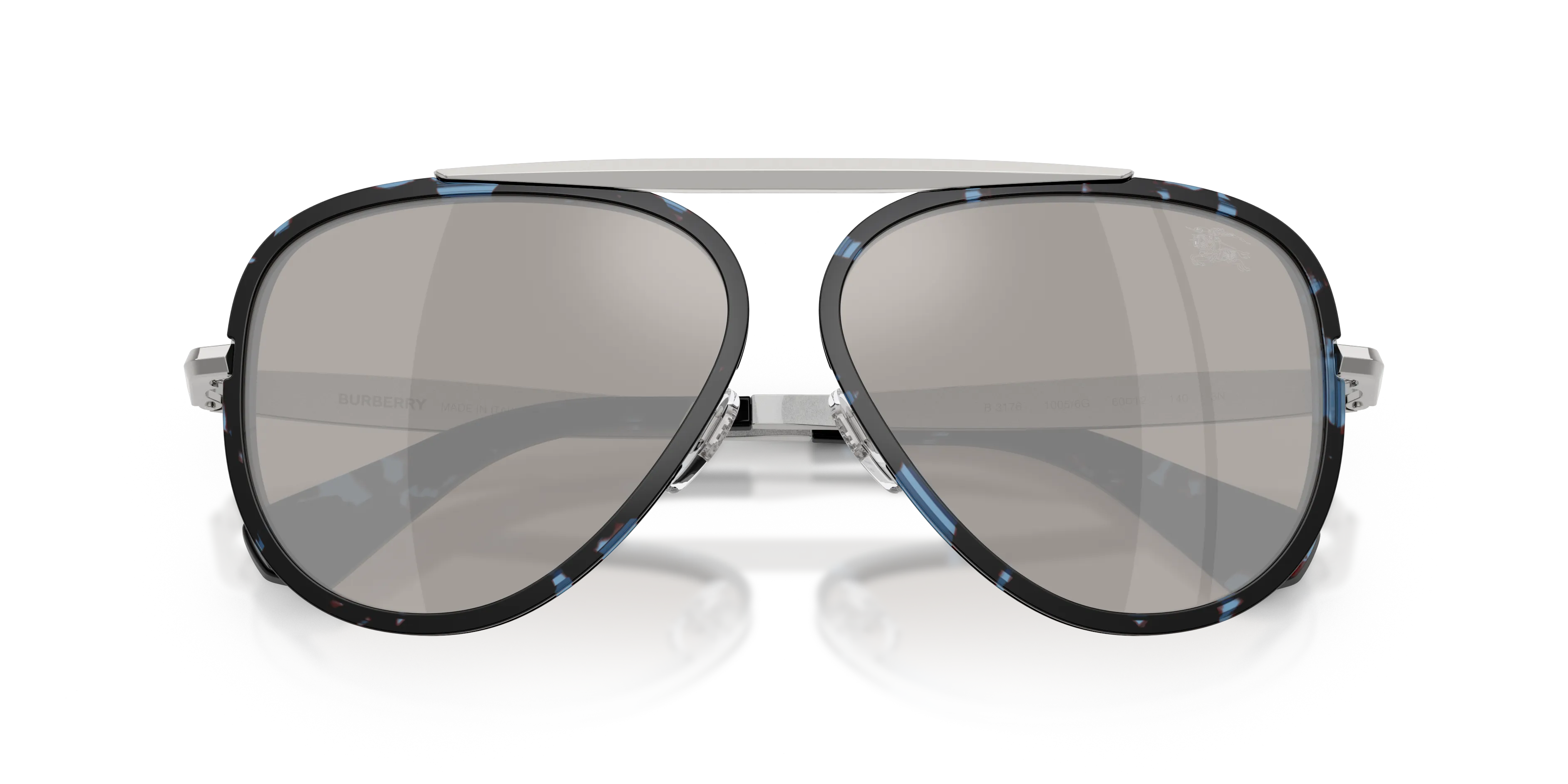 Burberry BE3176 10056G Occhiali da sole Metallo Blu Grigio Pilot Specchiate - immagine 2