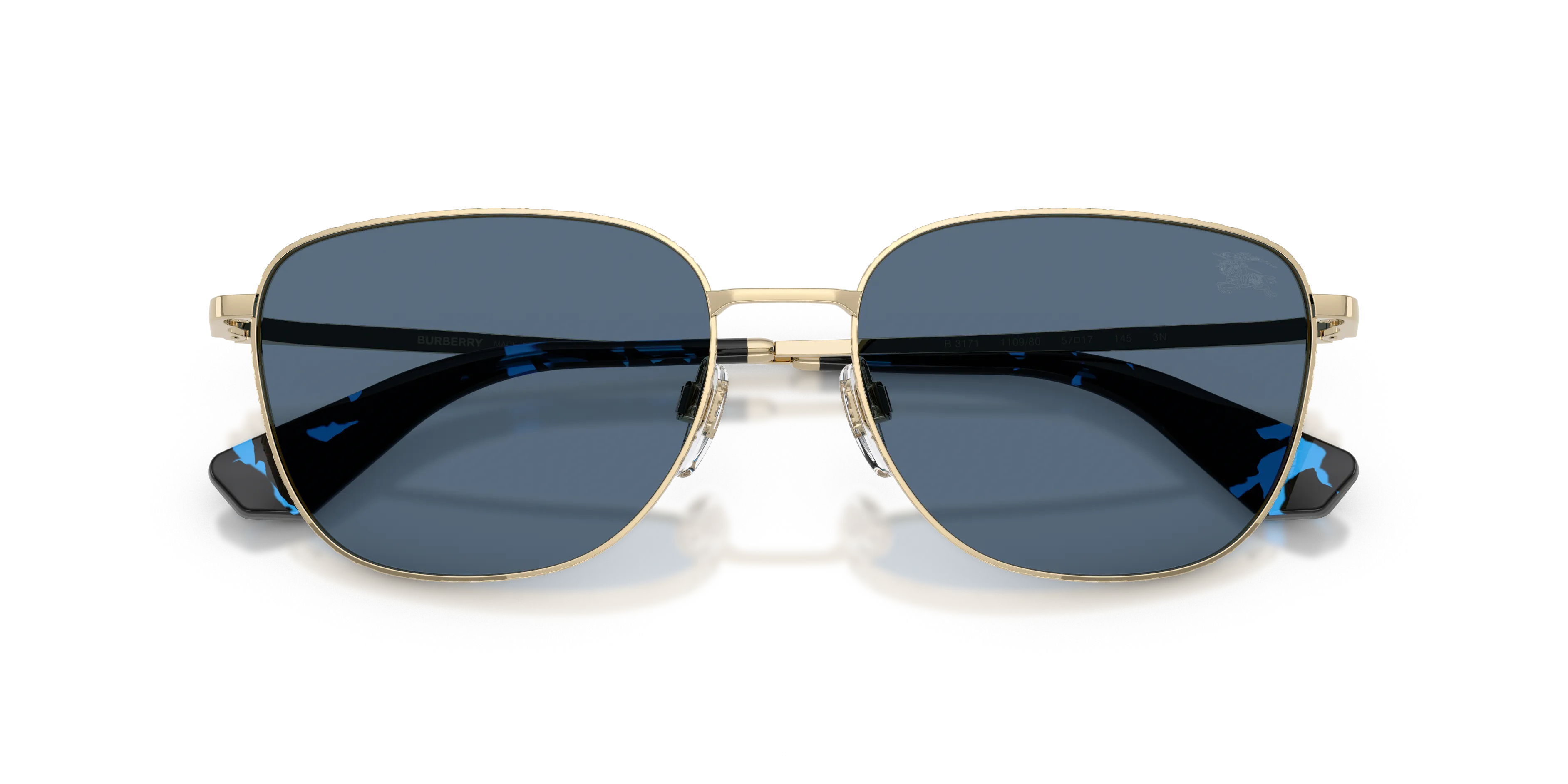 Burberry BE3171 110980 Occhiali da sole Metallo Oro Blu Squadrata Normale - immagine 2