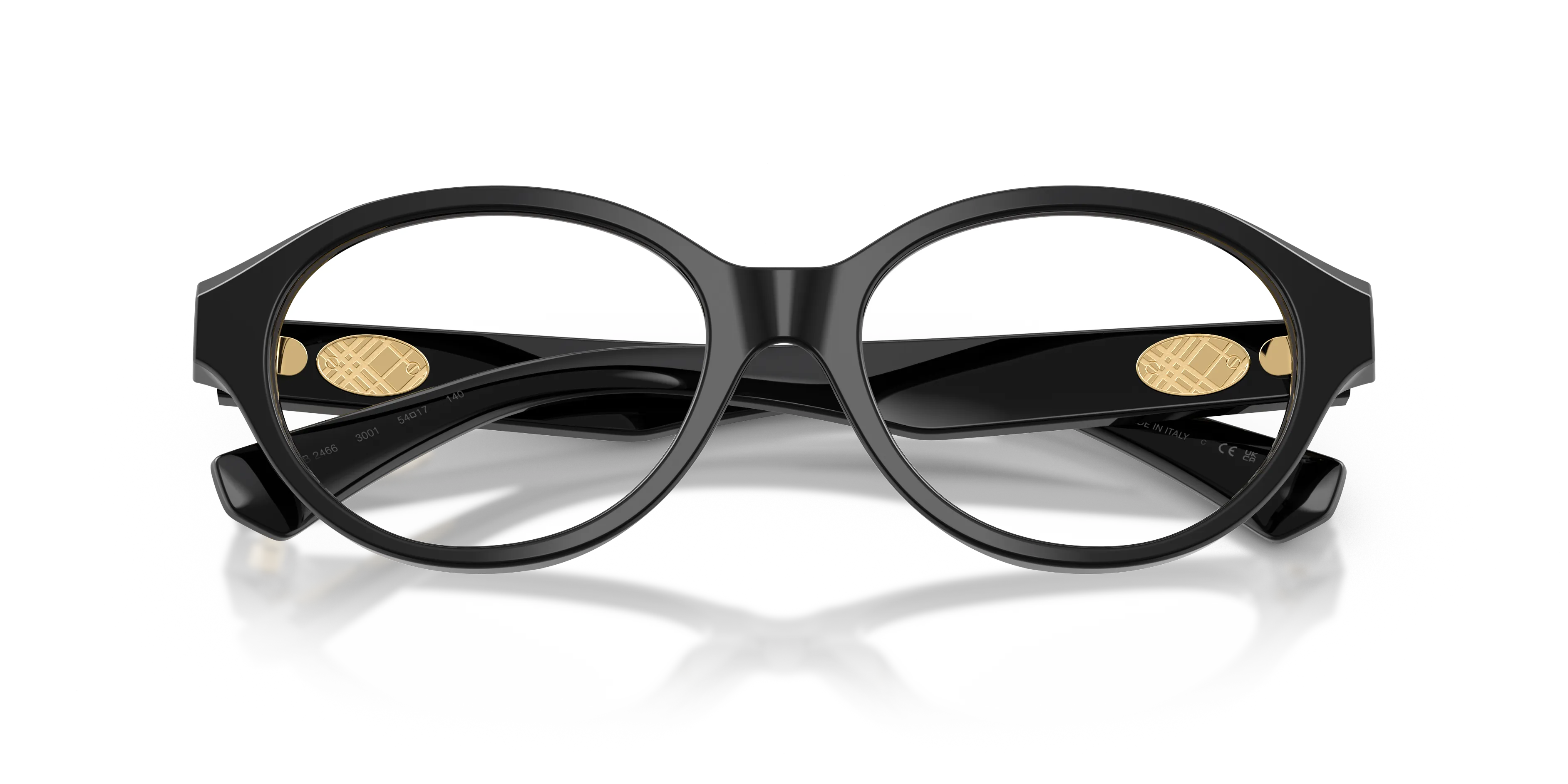 Burberry BE2466 3001 Montature da vista Acetato Nero Trasparente Rotonda Normale - immagine 2