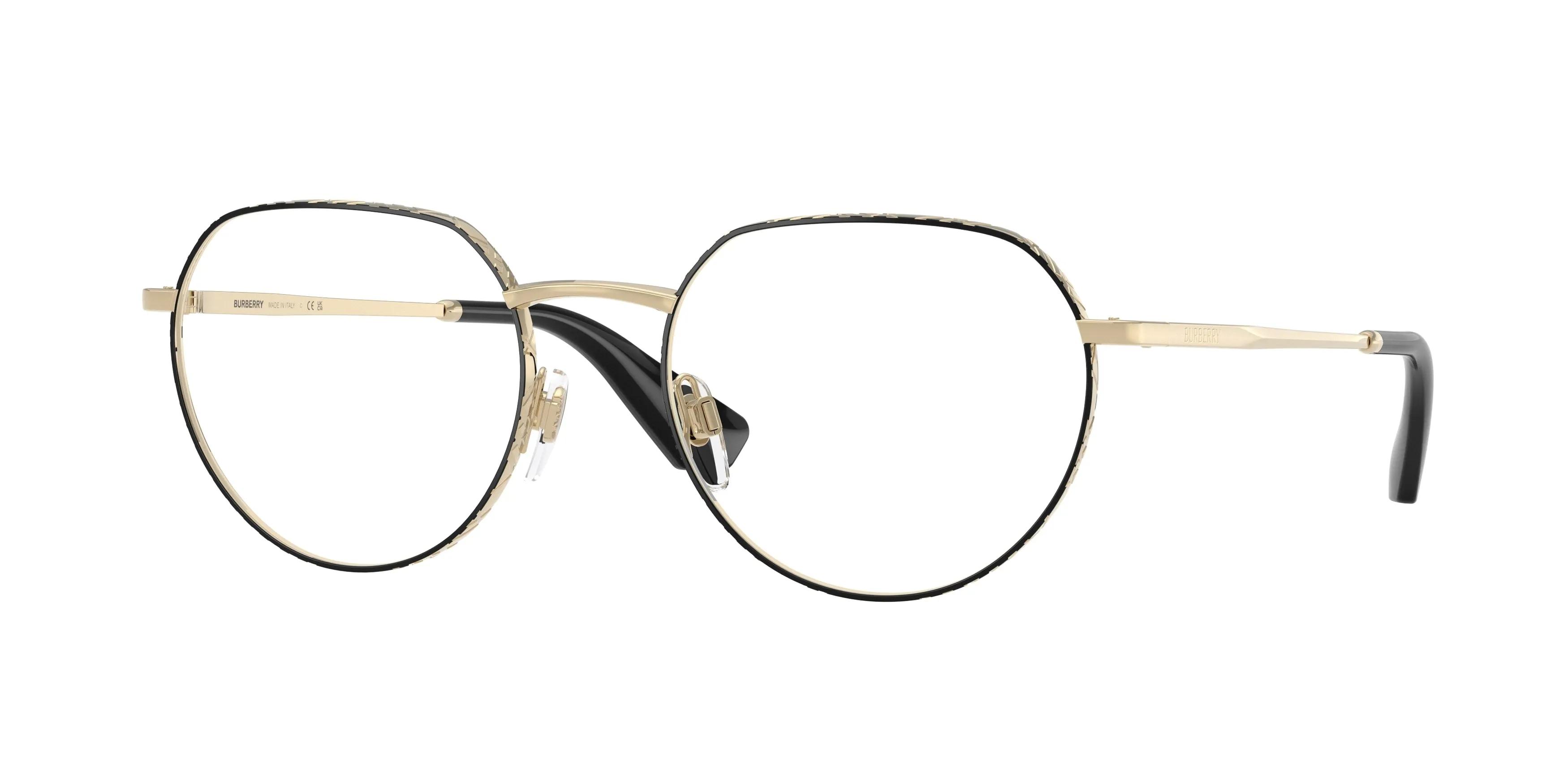 Burberry BE1405 1326 Montature da vista Metallo Nero Trasparente Rotonda Normale - immagine 1