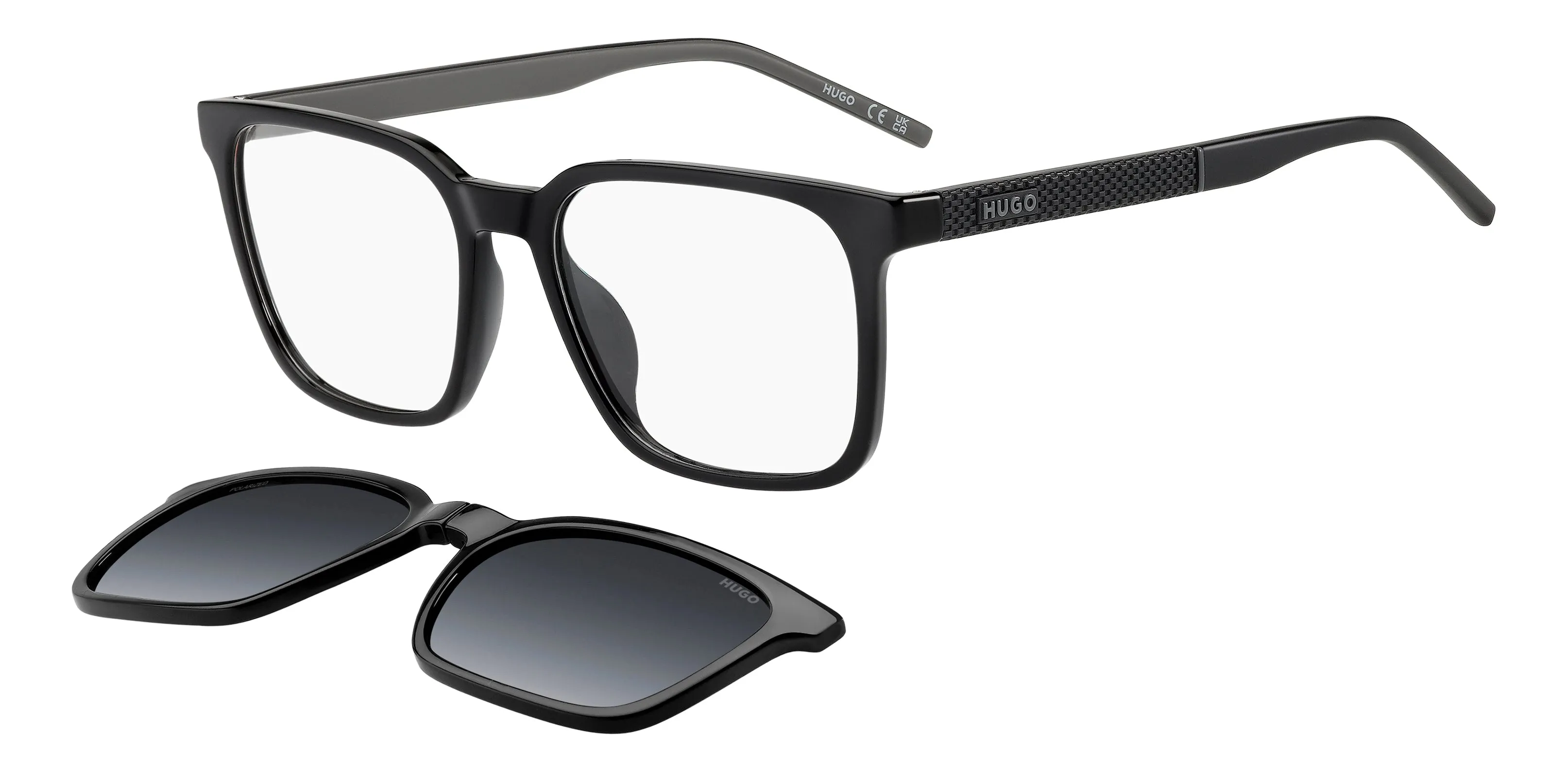 Hugo Boss HG 1421/G/C QFU/WJ Montature da vista Eco-poliammide Nero Grigio Squadrata Polarizzata Sfumato - immagine 1
