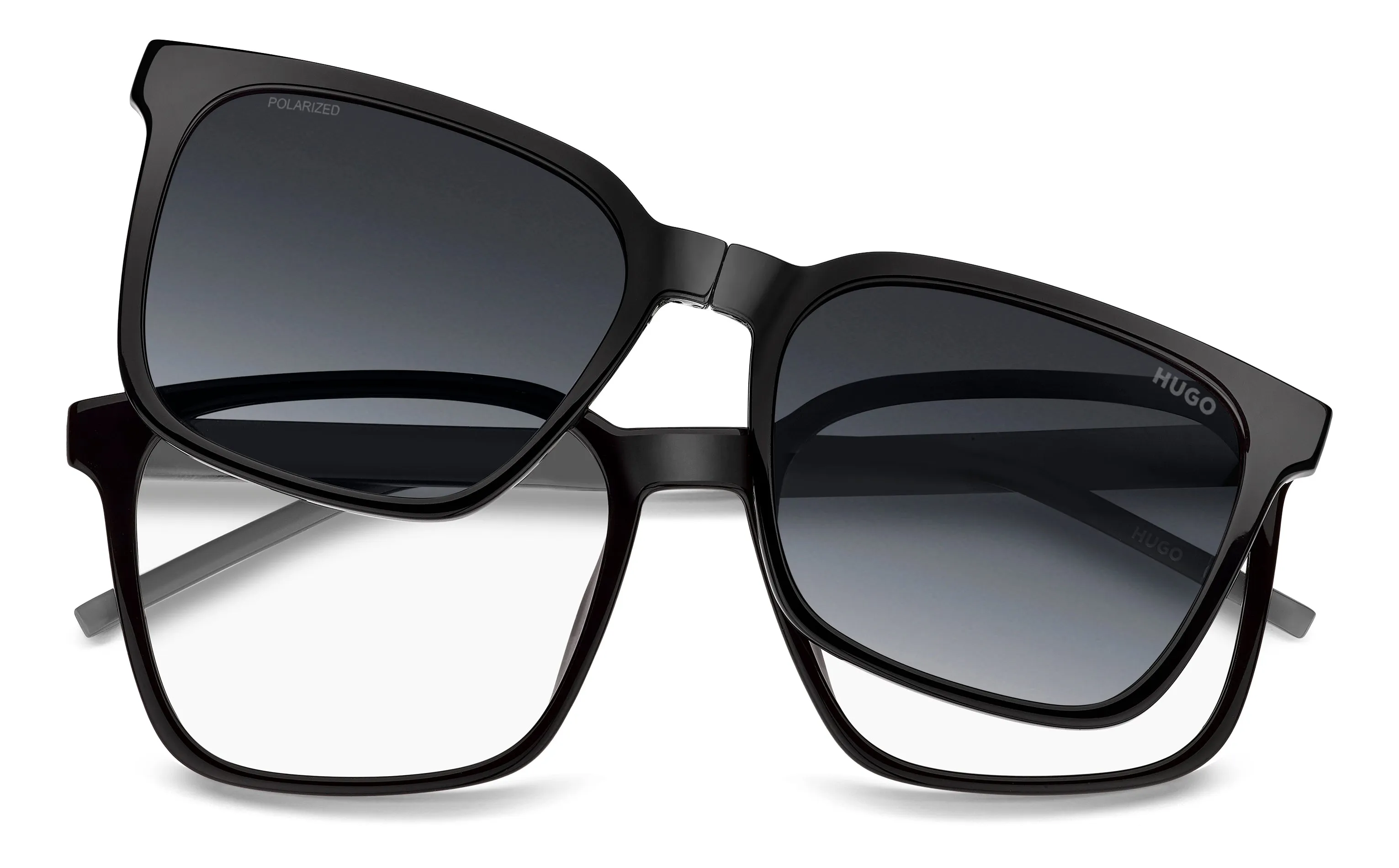 Hugo Boss HG 1421/G/C QFU/WJ Montature da vista Eco-poliammide Nero Grigio Squadrata Polarizzata Sfumato - immagine 3