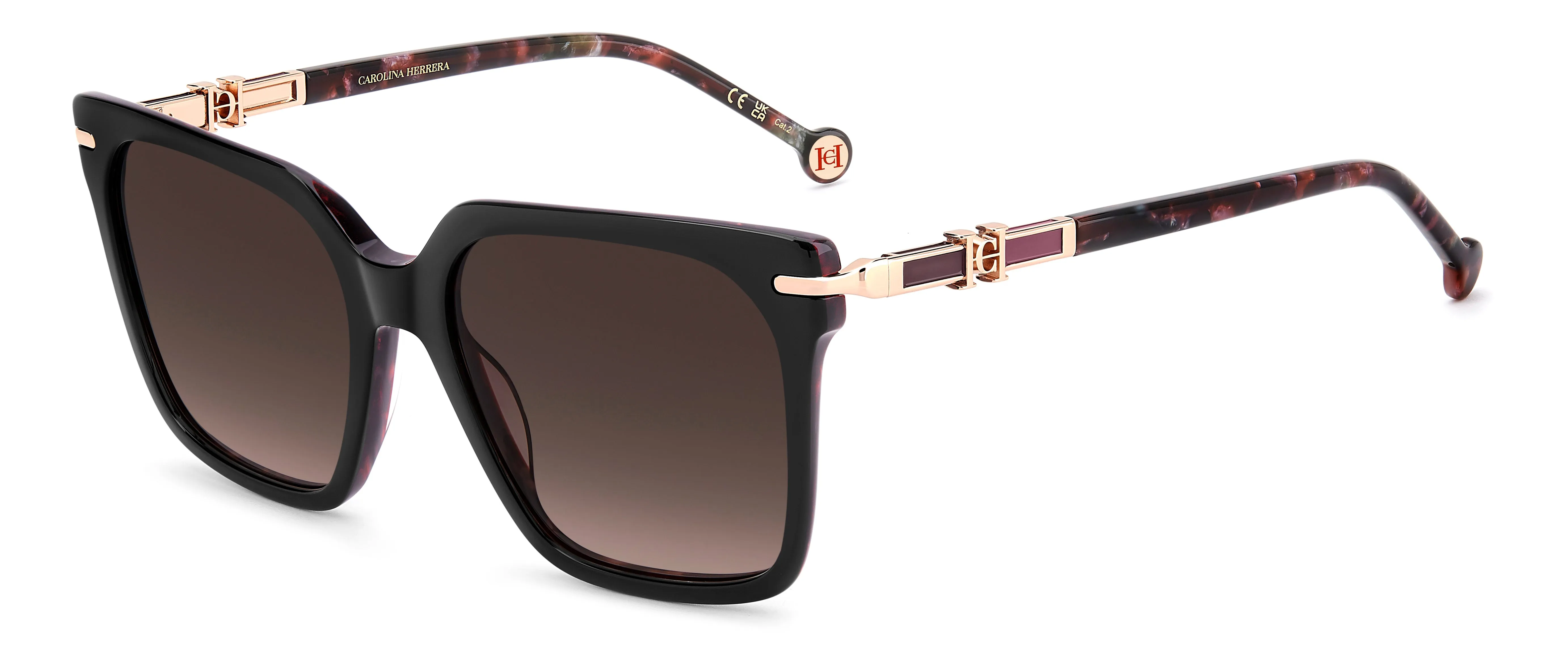 Carolina Herrera HER 0421/S EED/HA Occhiali da sole Acetato Rosso Marrone Squadrata Normale Sfumato - immagine 1