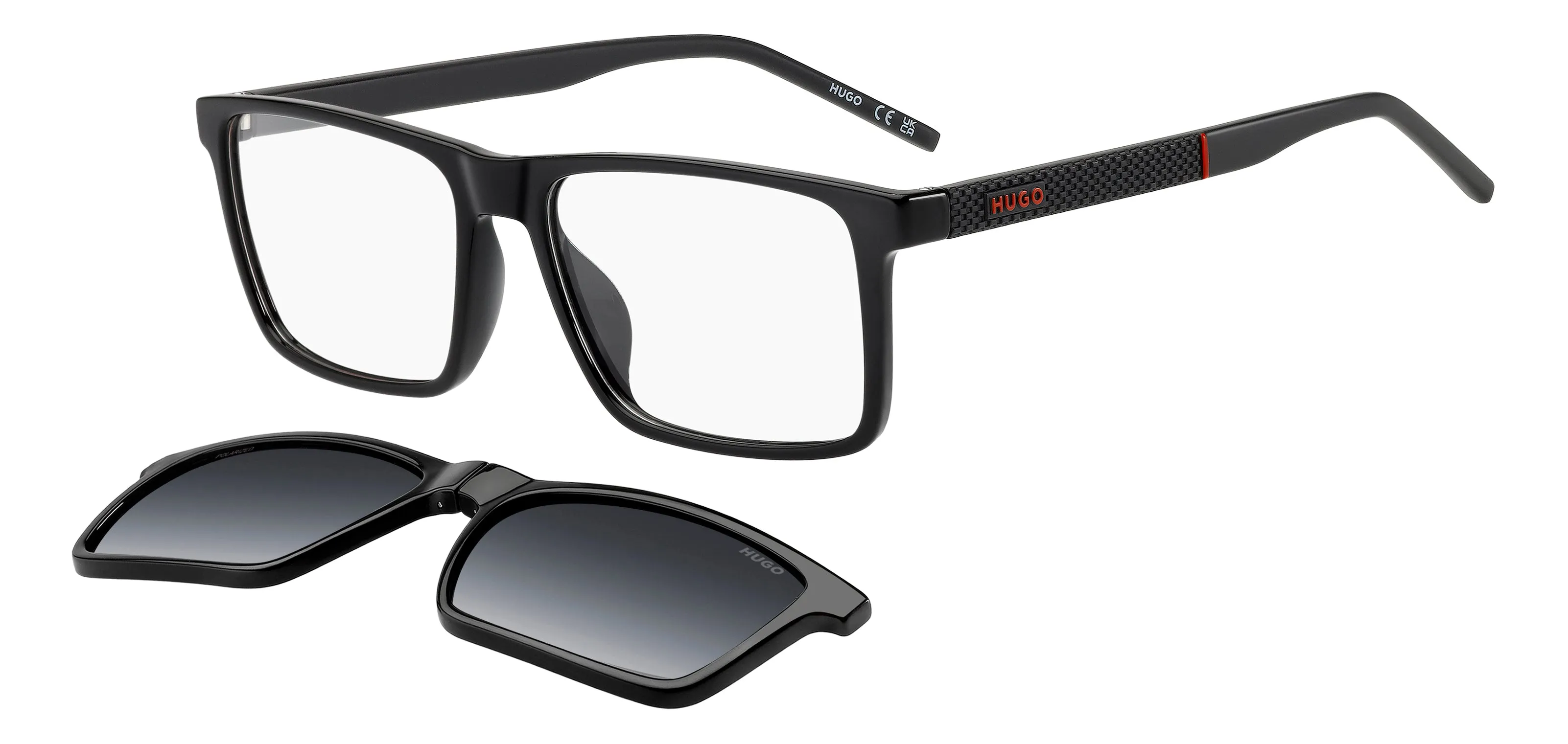 Hugo Boss HG 1422/G/C 807/WJ Montature da vista Eco-poliammide Nero Grigio Squadrata Polarizzata Sfumato - immagine 1