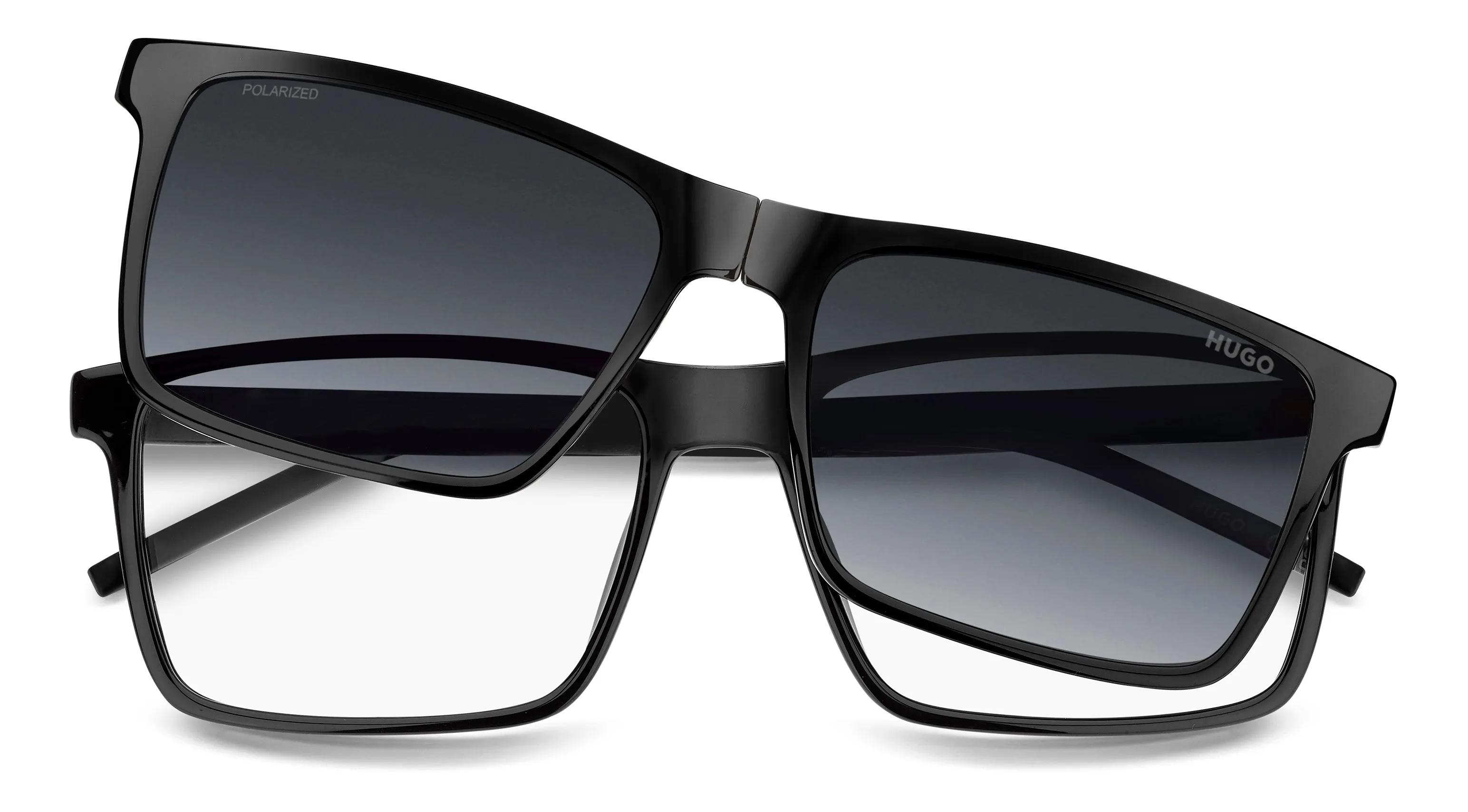 Hugo Boss HG 1422/G/C 807/WJ Montature da vista Eco-poliammide Nero Grigio Squadrata Polarizzata Sfumato - immagine 3