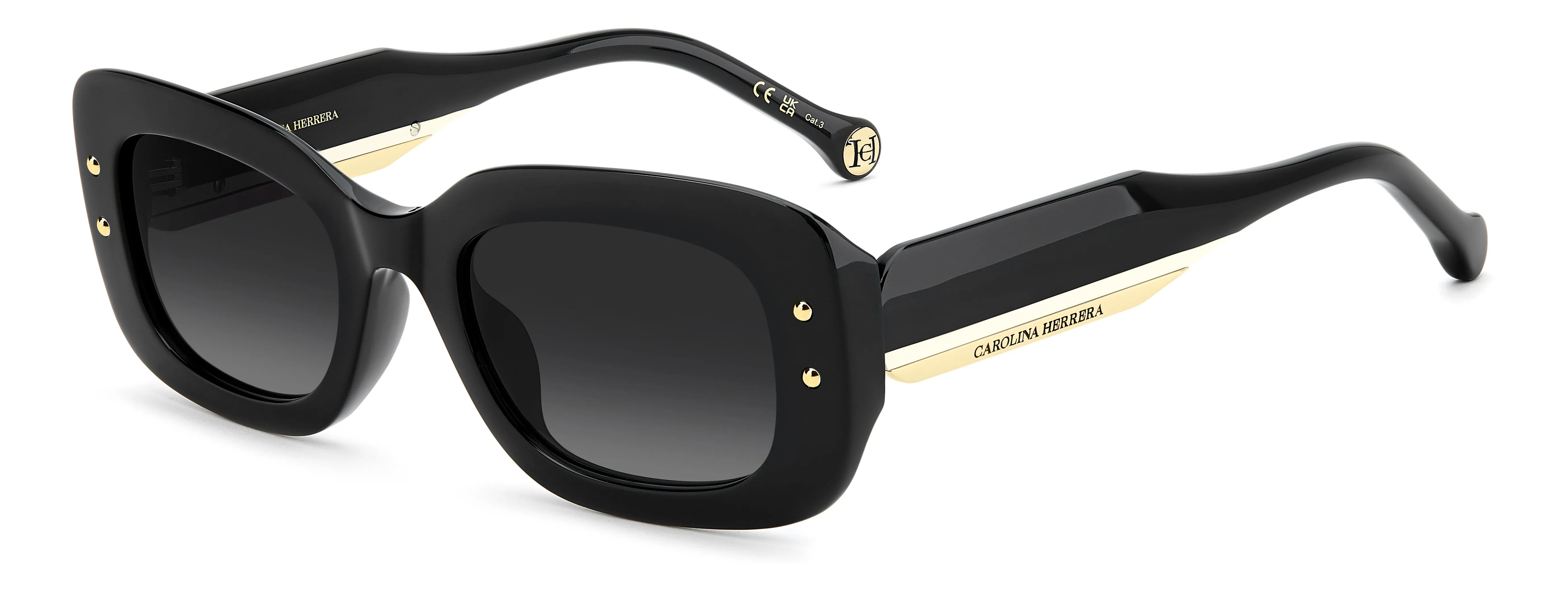 Carolina Herrera HER 0411/G/S 807/9O Occhiali da sole Acetato Nero Grigio Squadrata Normale Sfumato - immagine 1