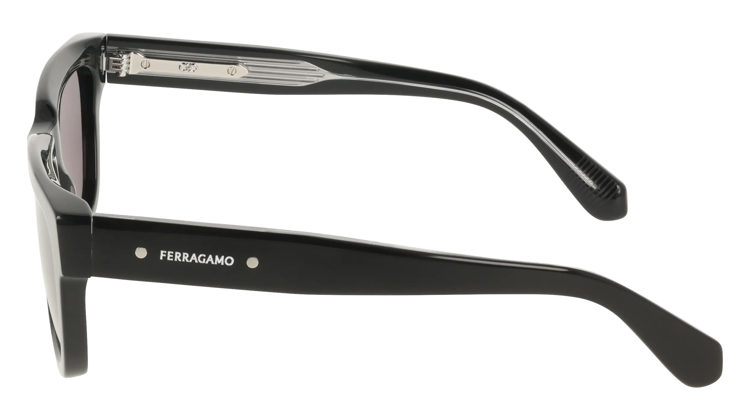 Ferragamo SF2145S 001 Occhiali da sole Acetato Nero Grigio Squadrata Normale - immagine 3