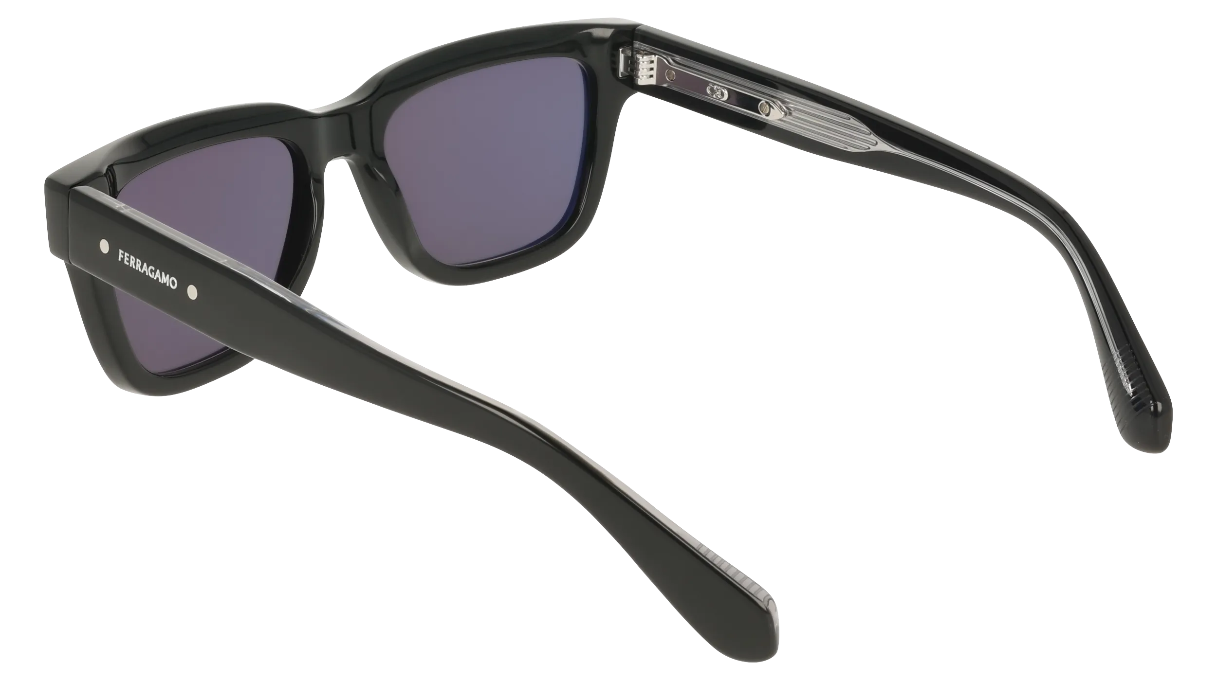 Ferragamo SF2145S 001 Occhiali da sole Acetato Nero Grigio Squadrata Normale - immagine 4