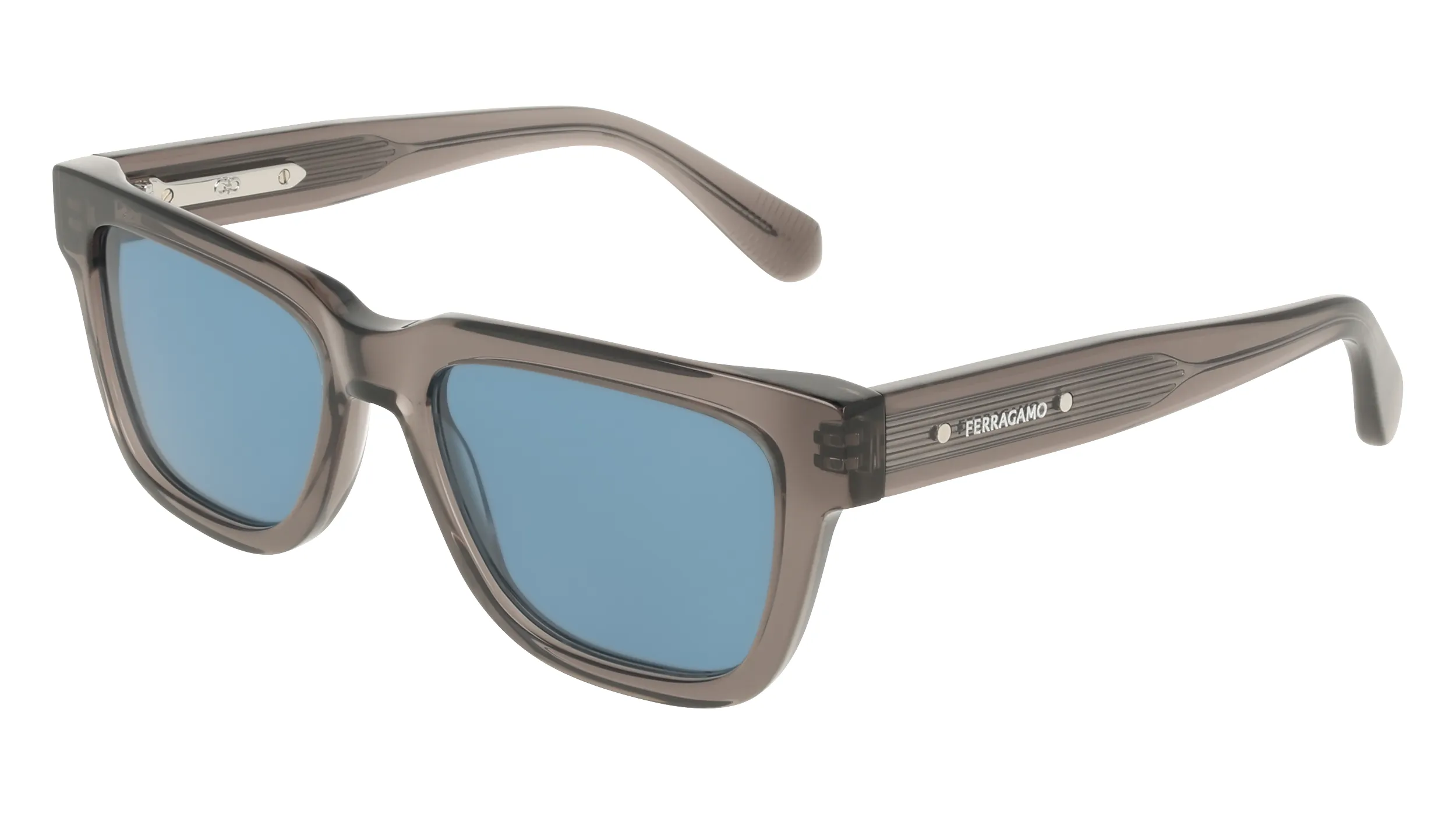 Ferragamo SF2145S 020 Occhiali da sole Acetato Grigio Blu Squadrata Normale - immagine 1