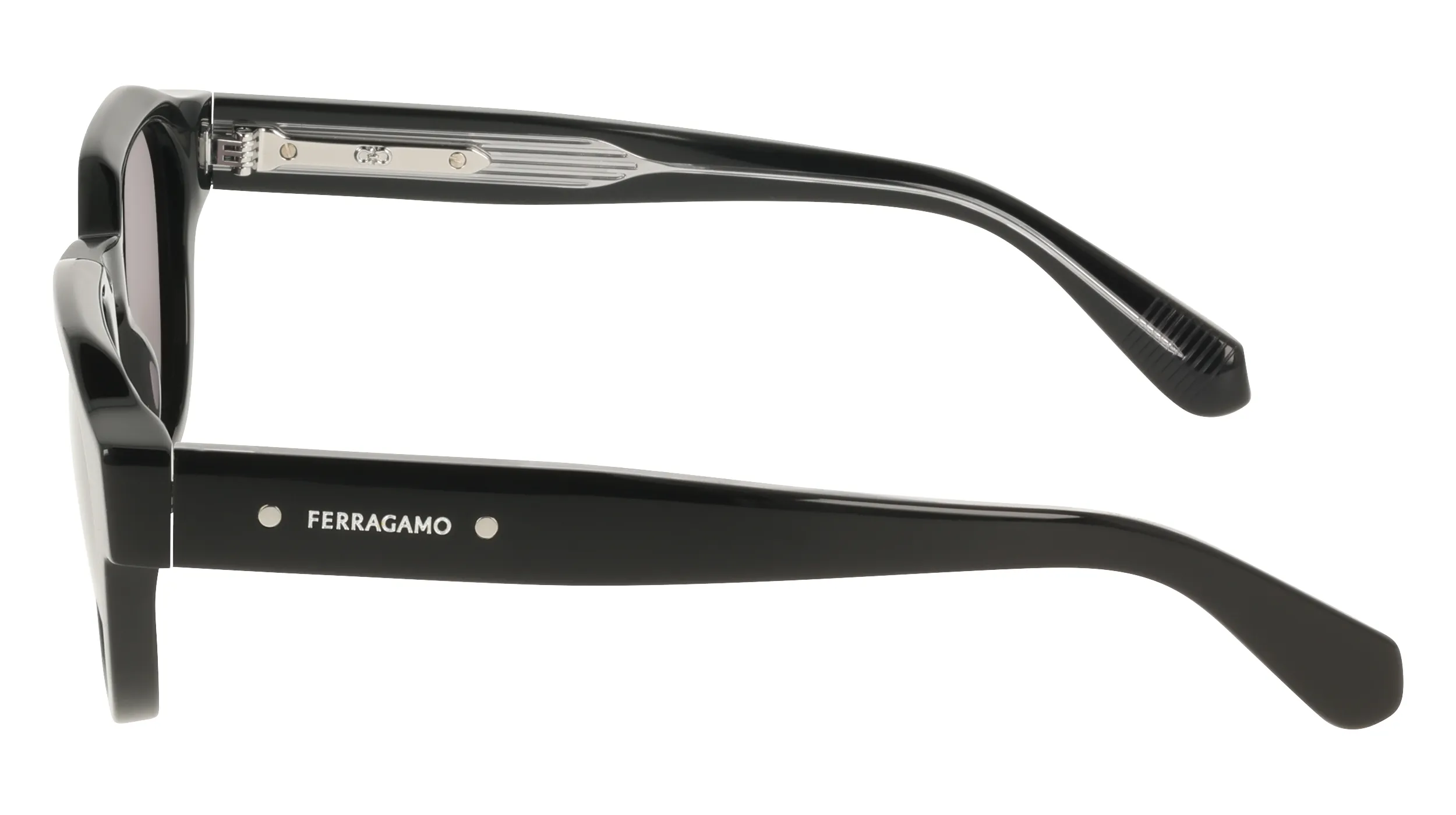 Ferragamo SF2146S 001 Occhiali da sole Acetato Nero Grigio Geometrica Normale - immagine 3