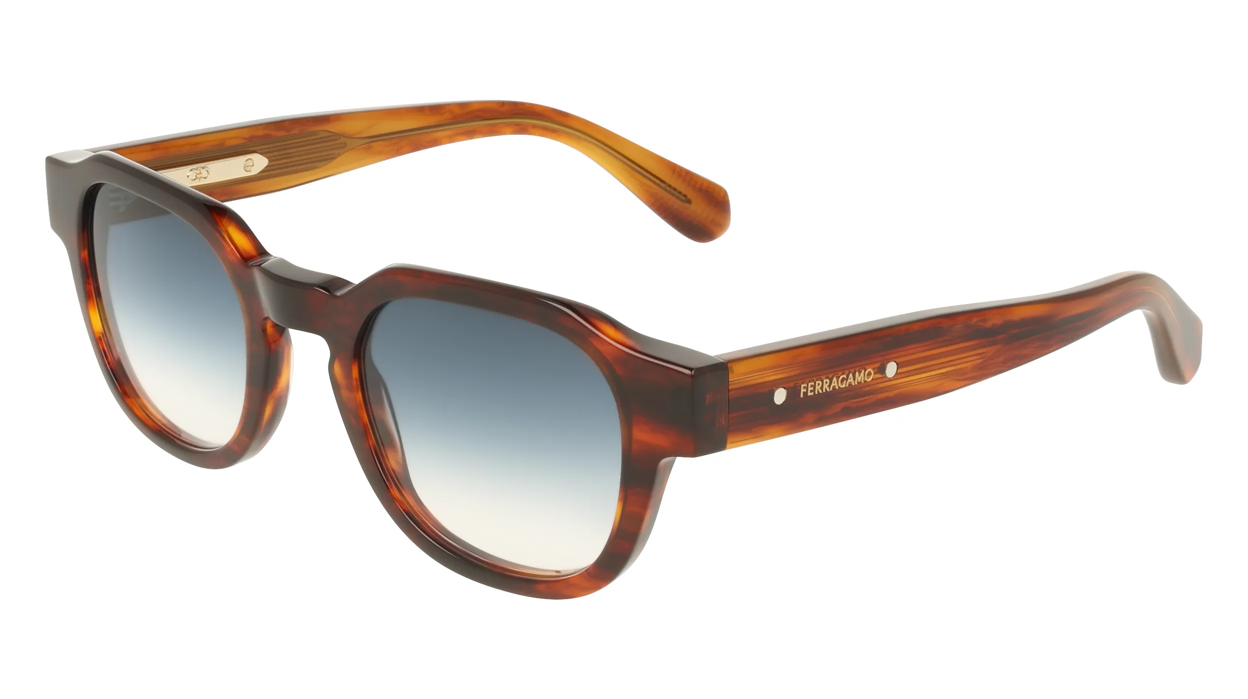 Ferragamo SF2146S 208 Occhiali da sole Acetato Marrone Geometrica Normale - immagine 1
