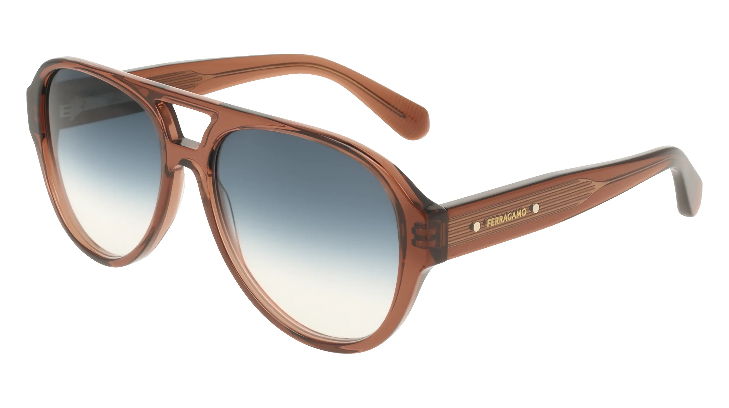 Ferragamo SF2147S 232 Occhiali da sole Acetato Marrone Pilot Normale - immagine 1