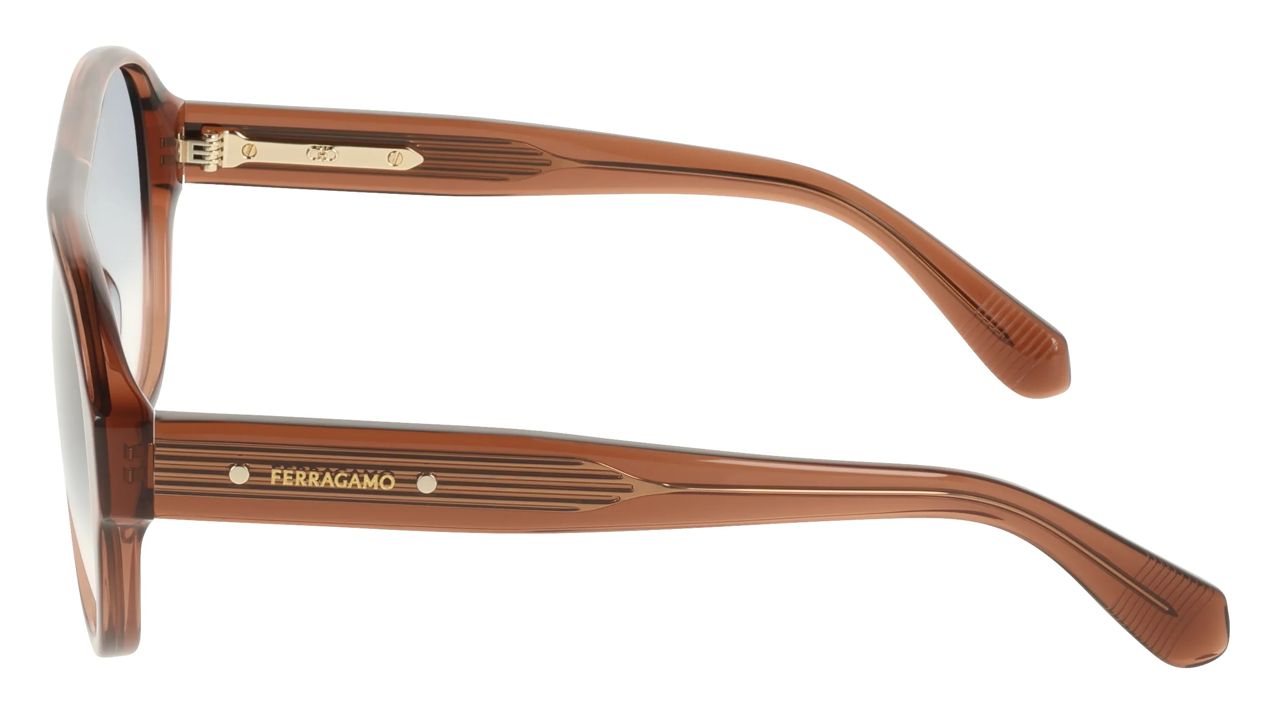 Ferragamo SF2147S 232 Occhiali da sole Acetato Marrone Pilot Normale - immagine 3