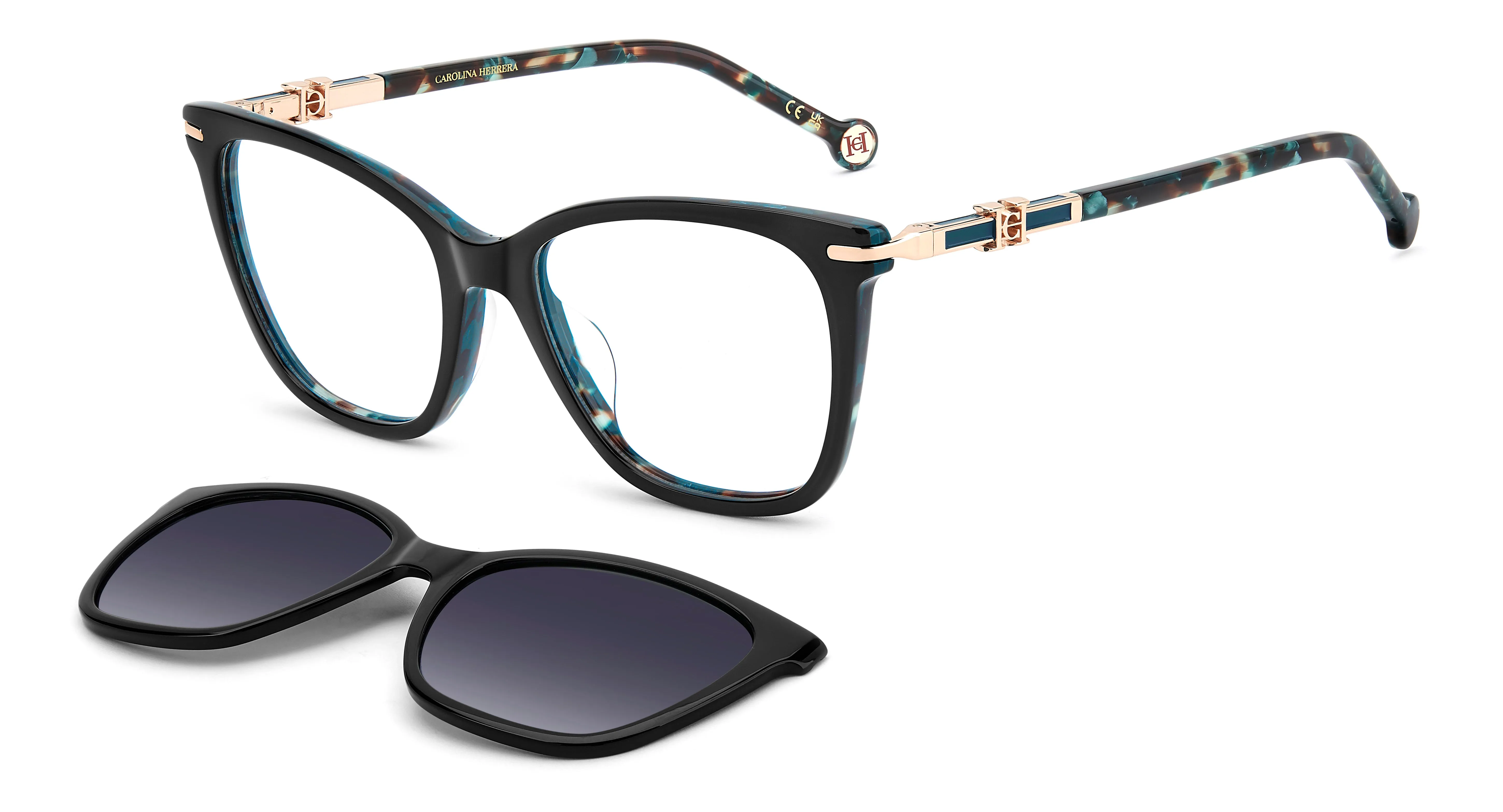 Carolina Herrera HER 0422/G/C G8J/WJ Montature da vista Acetato Nero Grigio Squadrata Polarizzata Sfumato - immagine 1