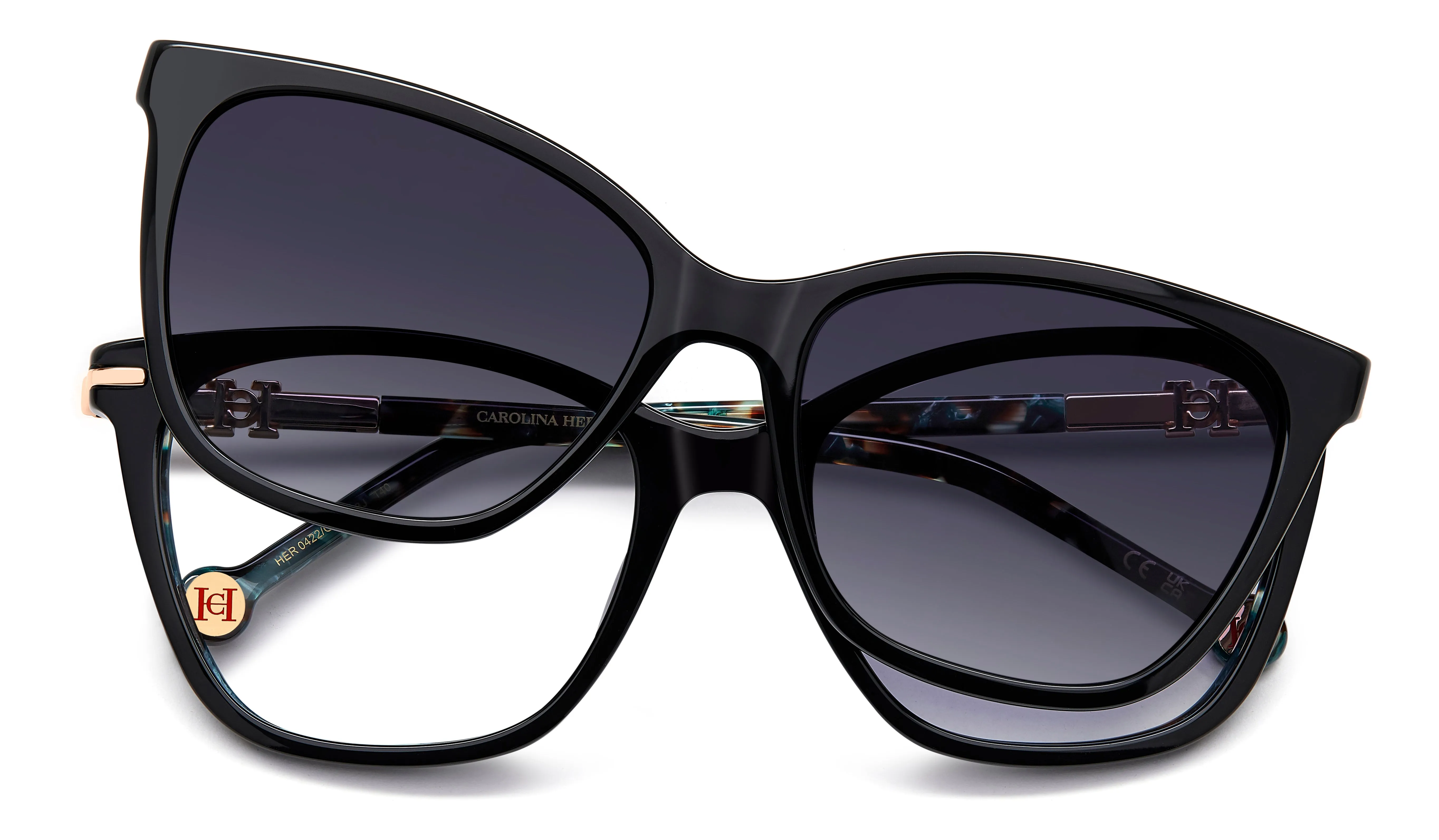 Carolina Herrera HER 0422/G/C G8J/WJ Montature da vista Acetato Nero Grigio Squadrata Polarizzata Sfumato - immagine 3
