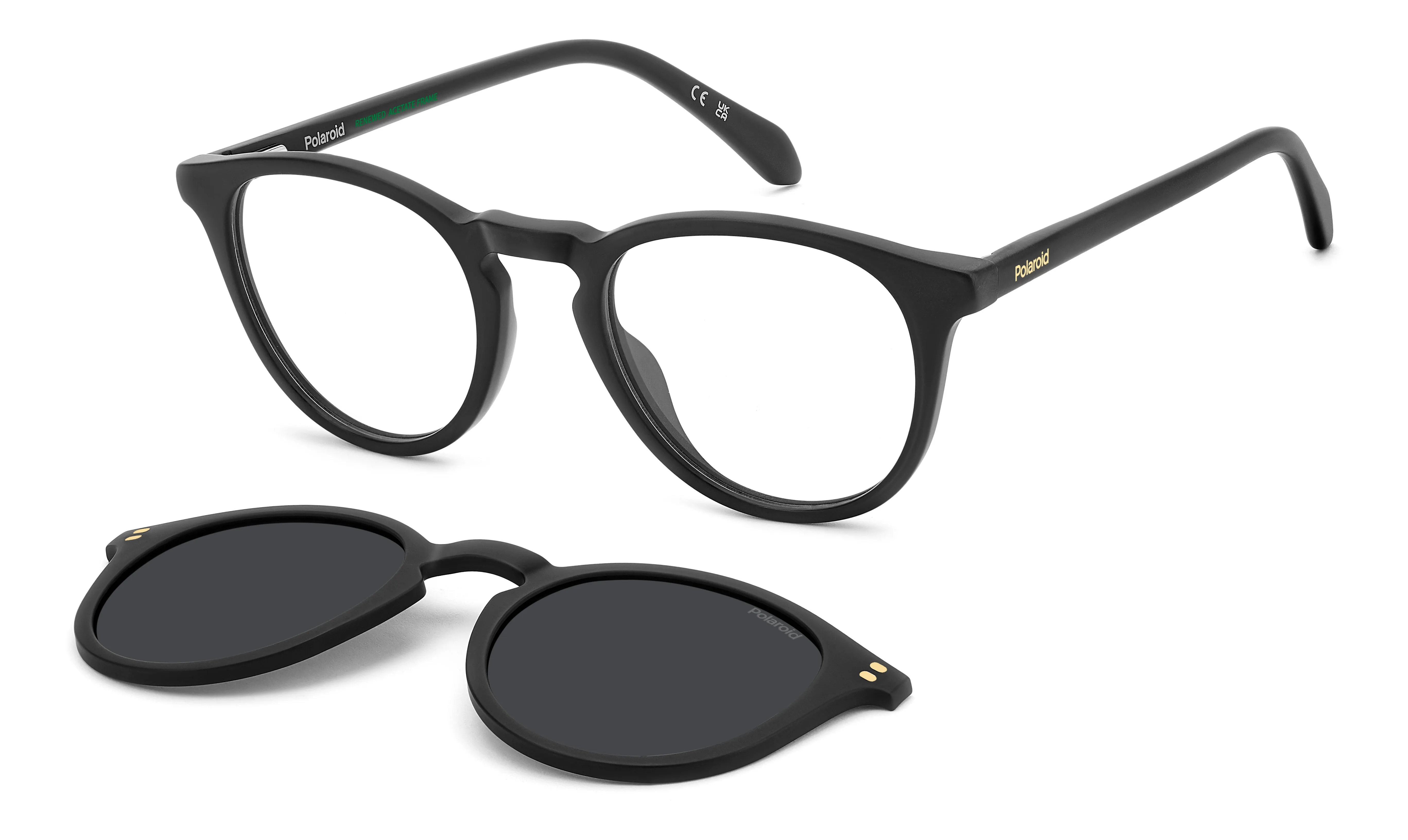 Polaroid PLD D638/C 003/M9 Montature da vista Acetato Nero Grigio Pantos Polarizzata - immagine 1