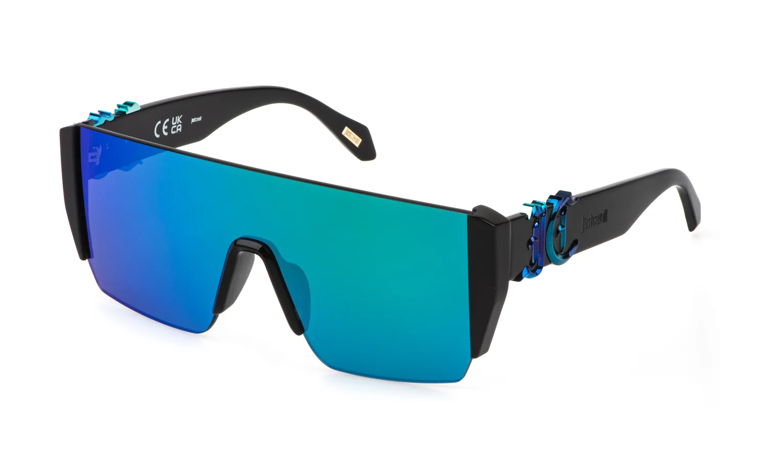 Just Cavalli SJC112 700V Occhiali da sole Acetato Nero Fumo Maschera Normale Specchiato - immagine 1