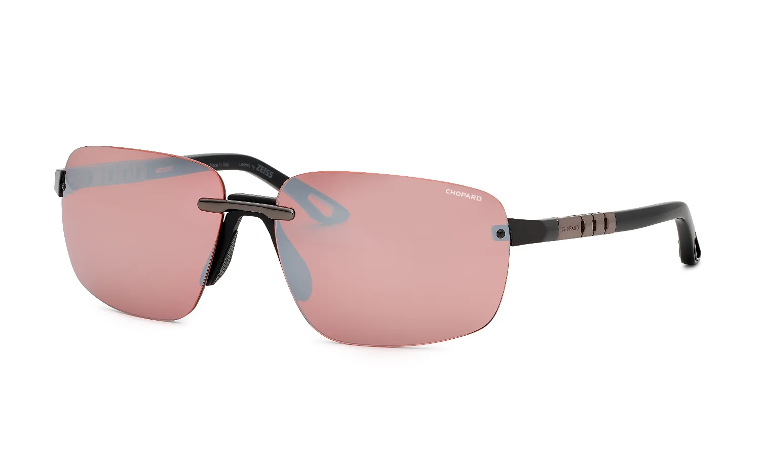 Chopard SCHM39 CRMX Occhiali da sole Metallo Nero Rosso Squadrata Antiriflesso - immagine 1