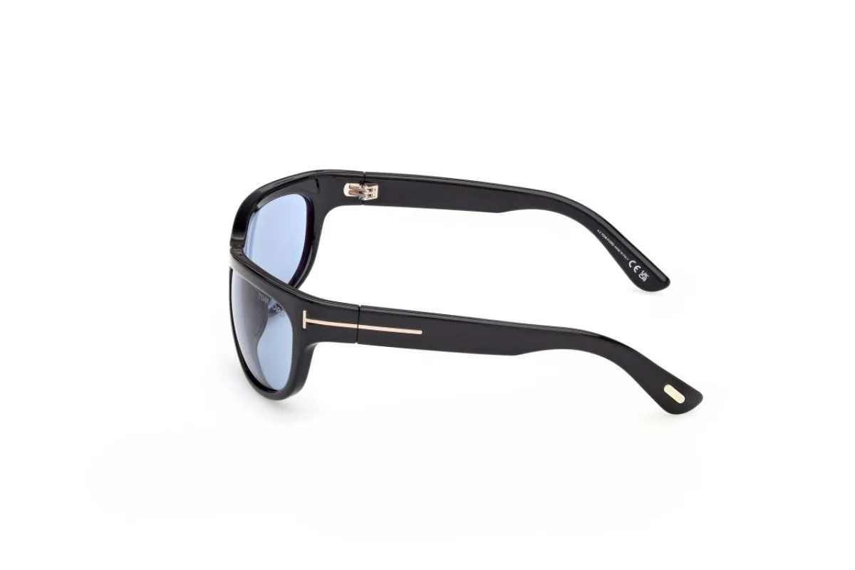 TOM FORD FT1363 ANDERS-02 01V Occhiali da sole Iniettato Nero Blu Squadrata Normale - immagine 3