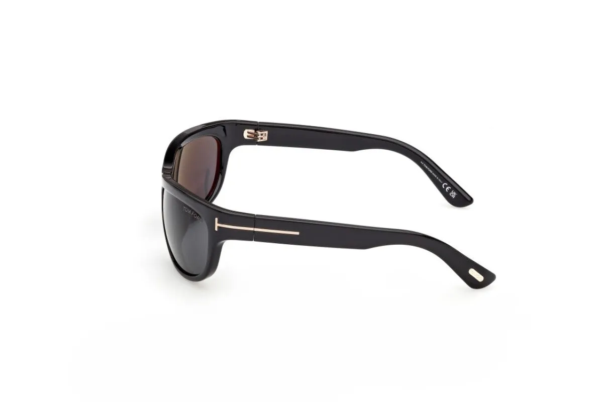 TOM FORD FT1363 ANDERS-02 01A Occhiali da sole Iniettato Nero Fumo Squadrata Normale - immagine 4