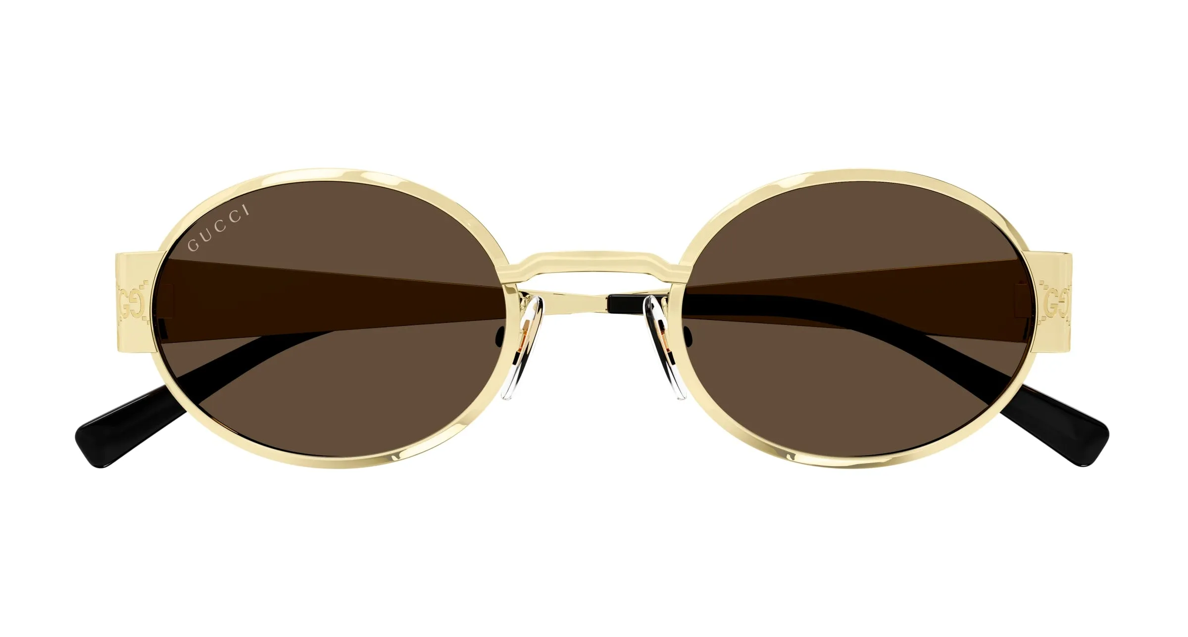 Gucci GG1854S 005 Occhiali da sole Metallo Oro Marrone Rotonda - immagine 2