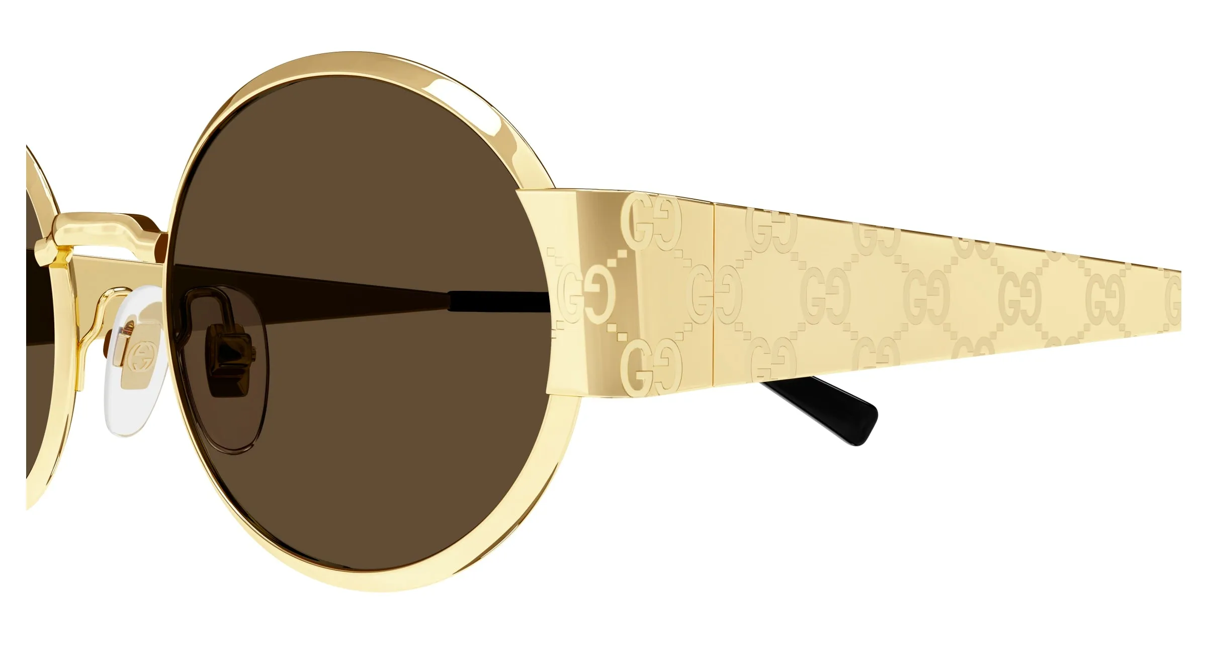 Gucci GG1854S 005 Occhiali da sole Metallo Oro Marrone Rotonda - immagine 3