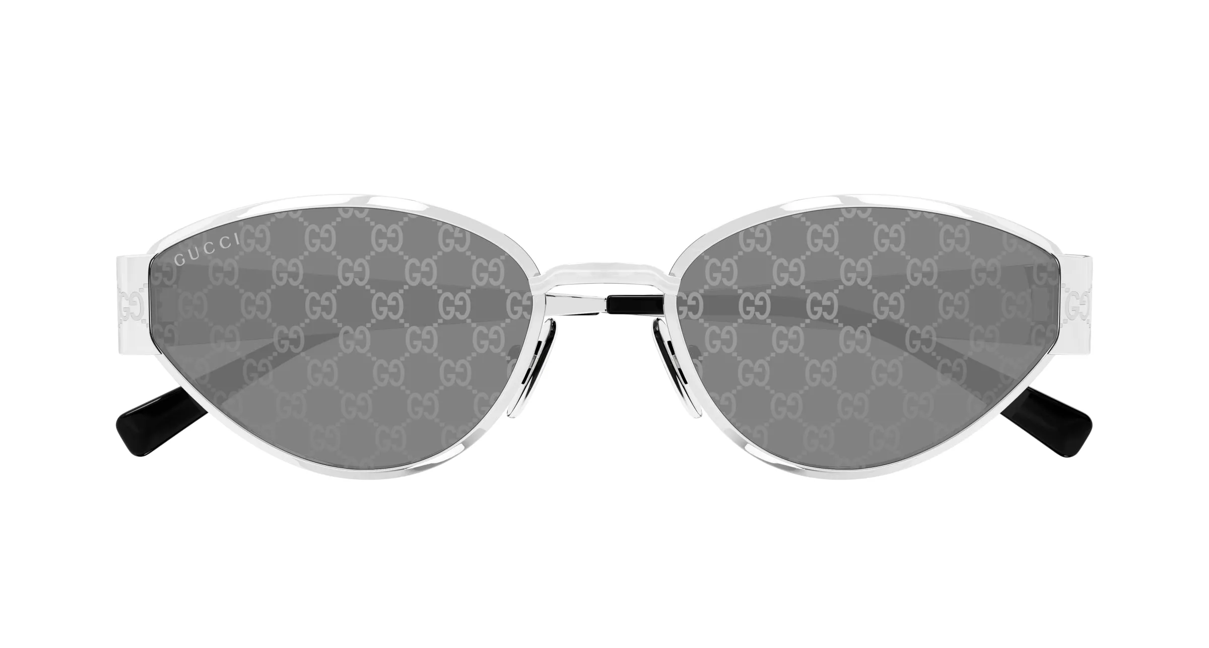 Gucci GG1853S 002 Occhiali da sole Metallo Argento Fumo Geometrica - immagine 2