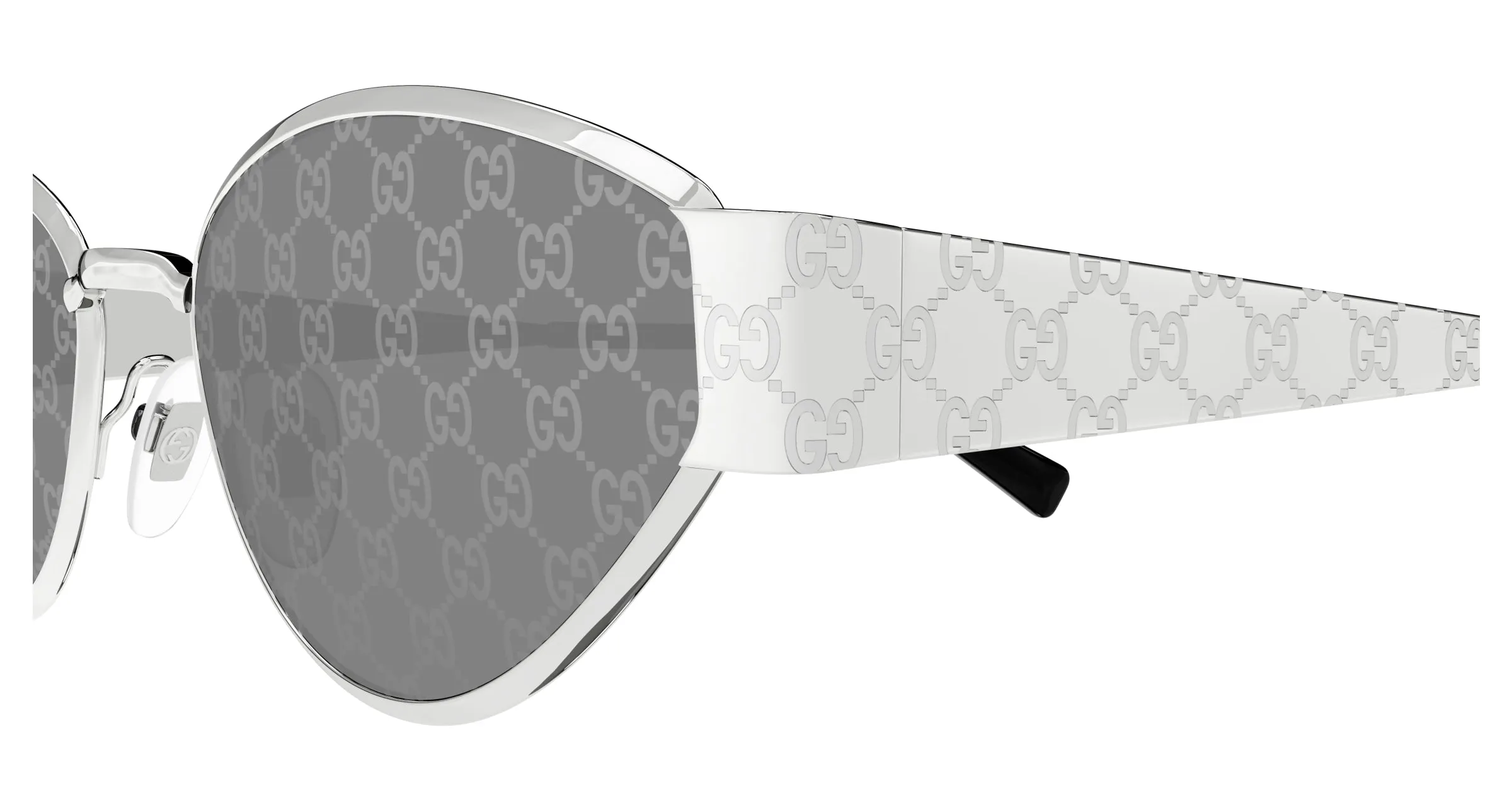 Gucci GG1853S 002 Occhiali da sole Metallo Argento Fumo Geometrica - immagine 3