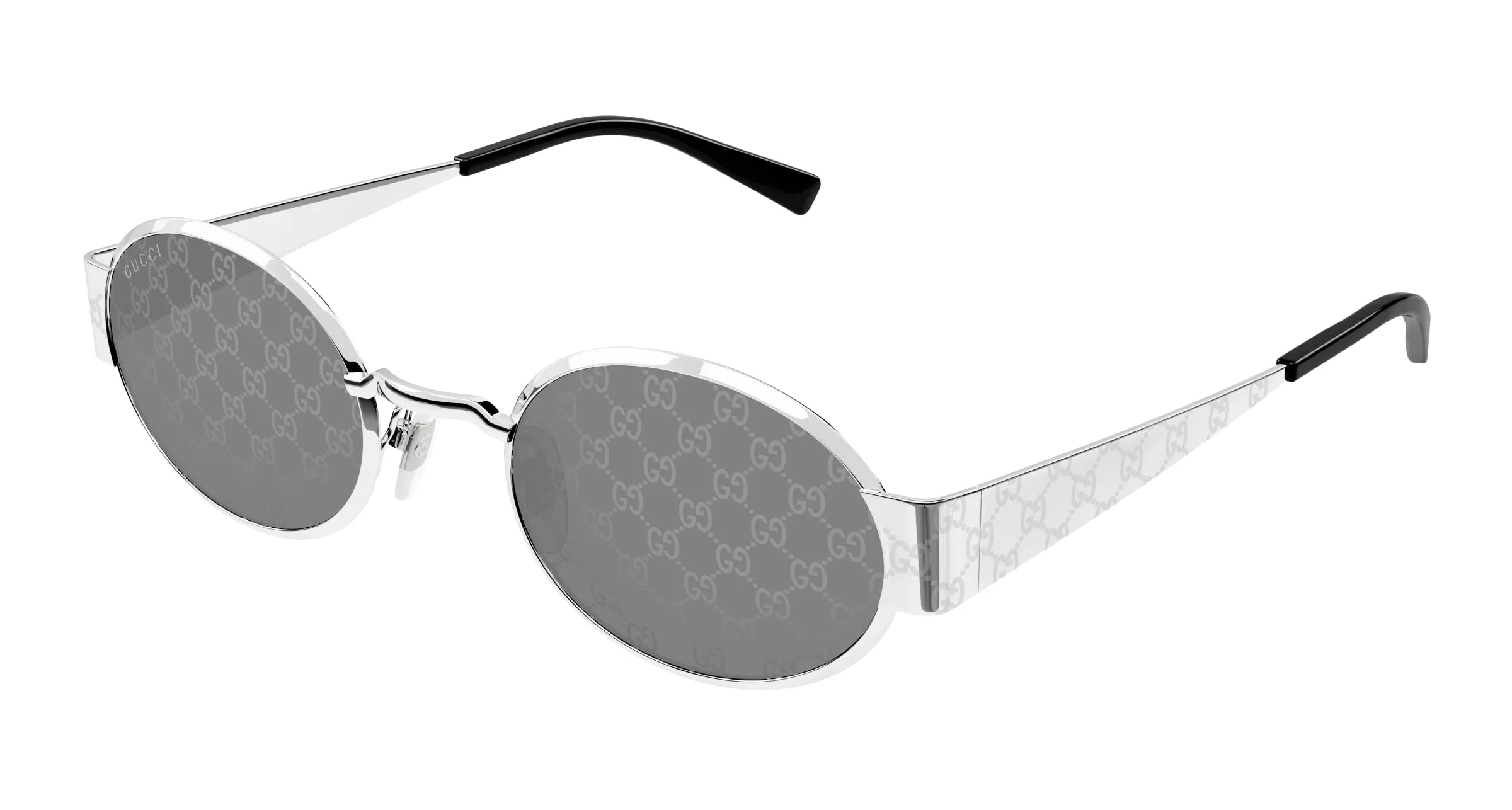 Gucci GG1854S 002 Occhiali da sole Metallo Argento Fumo Rotonda - immagine 1