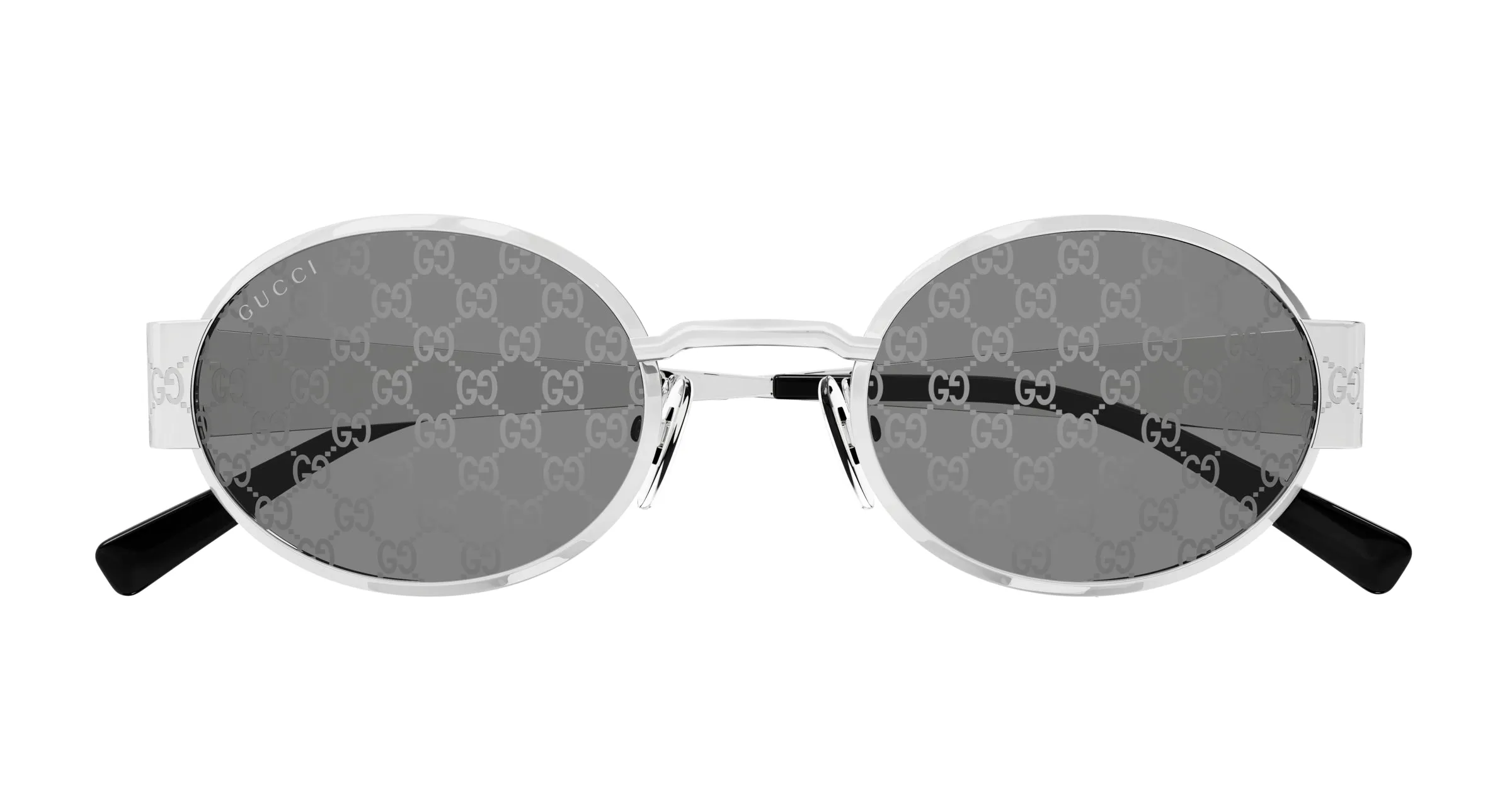 Gucci GG1854S 002 Occhiali da sole Metallo Argento Fumo Rotonda - immagine 2
