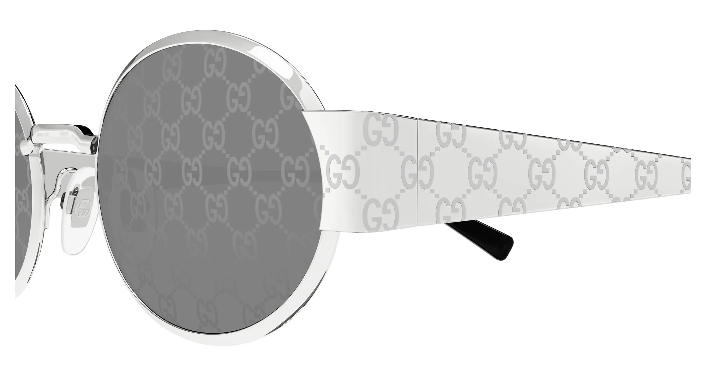 Gucci GG1854S 002 Occhiali da sole Metallo Argento Fumo Rotonda - immagine 3