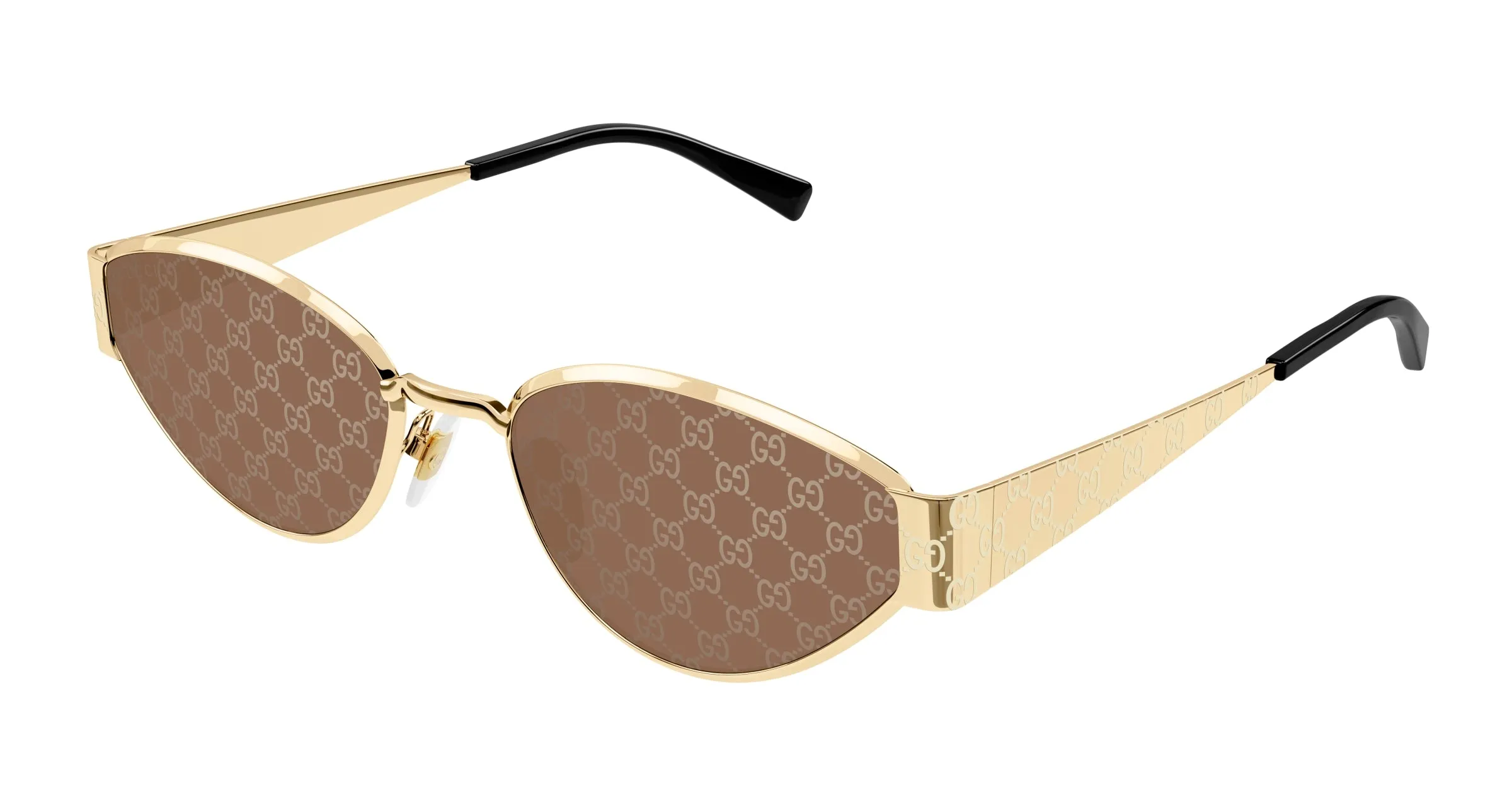 Gucci GG1853S 003 Occhiali da sole Metallo Oro Marrone Geometrica - immagine 1