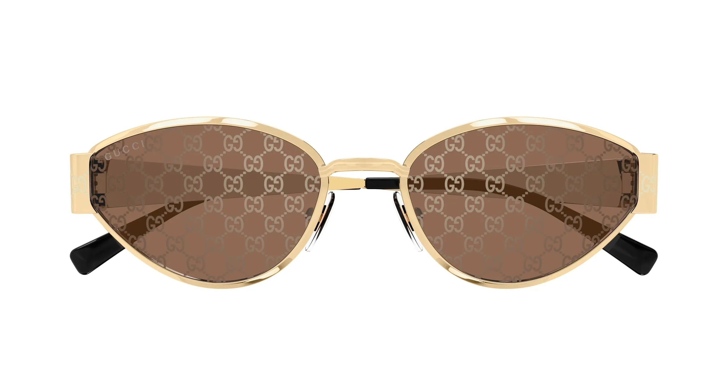 Gucci GG1853S 003 Occhiali da sole Metallo Oro Marrone Geometrica - immagine 2