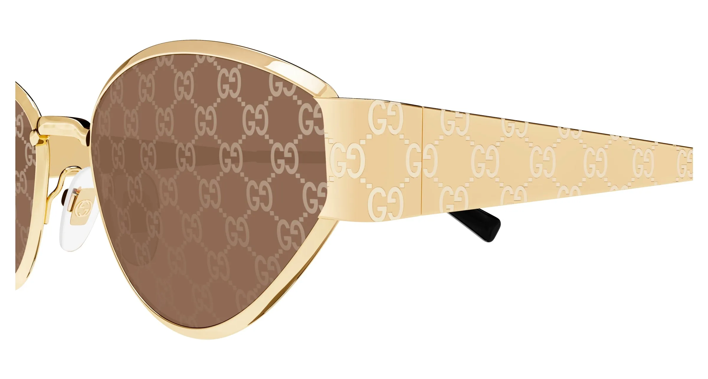 Gucci GG1853S 003 Occhiali da sole Metallo Oro Marrone Geometrica - immagine 3