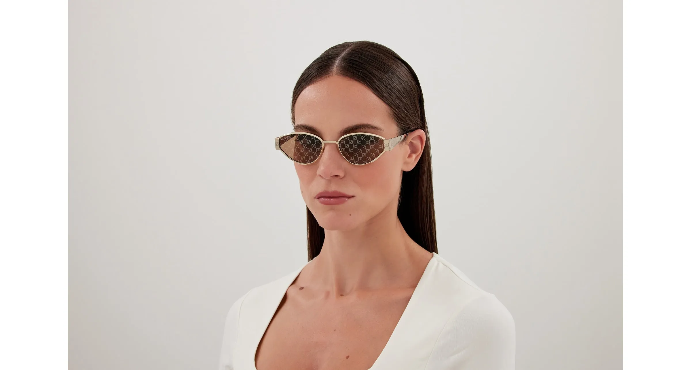 Gucci GG1853S 003 Occhiali da sole Metallo Oro Marrone Geometrica - immagine 4