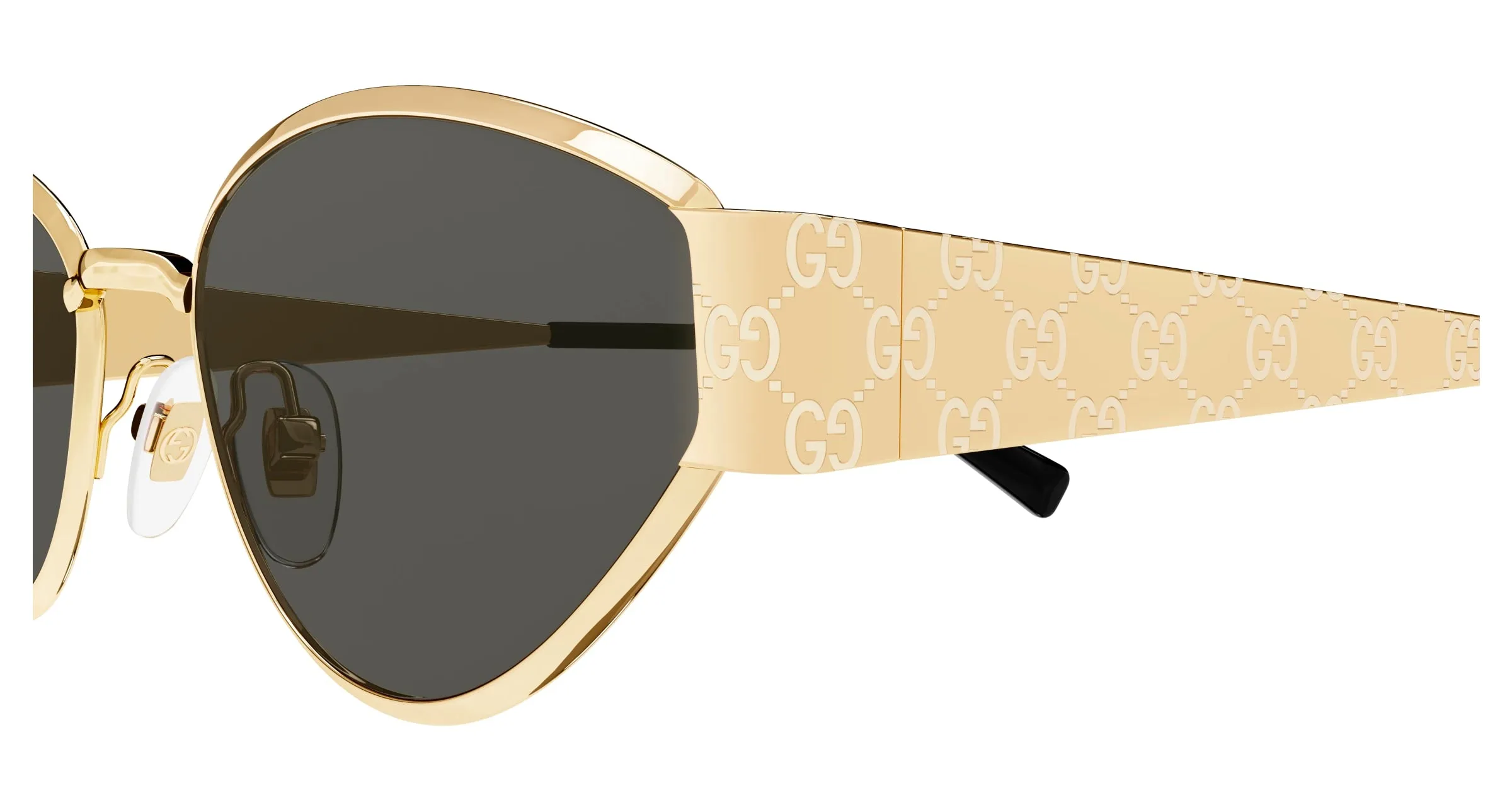 Gucci GG1853S 001 Occhiali da sole Metallo Oro Grigio Geometrica - immagine 3