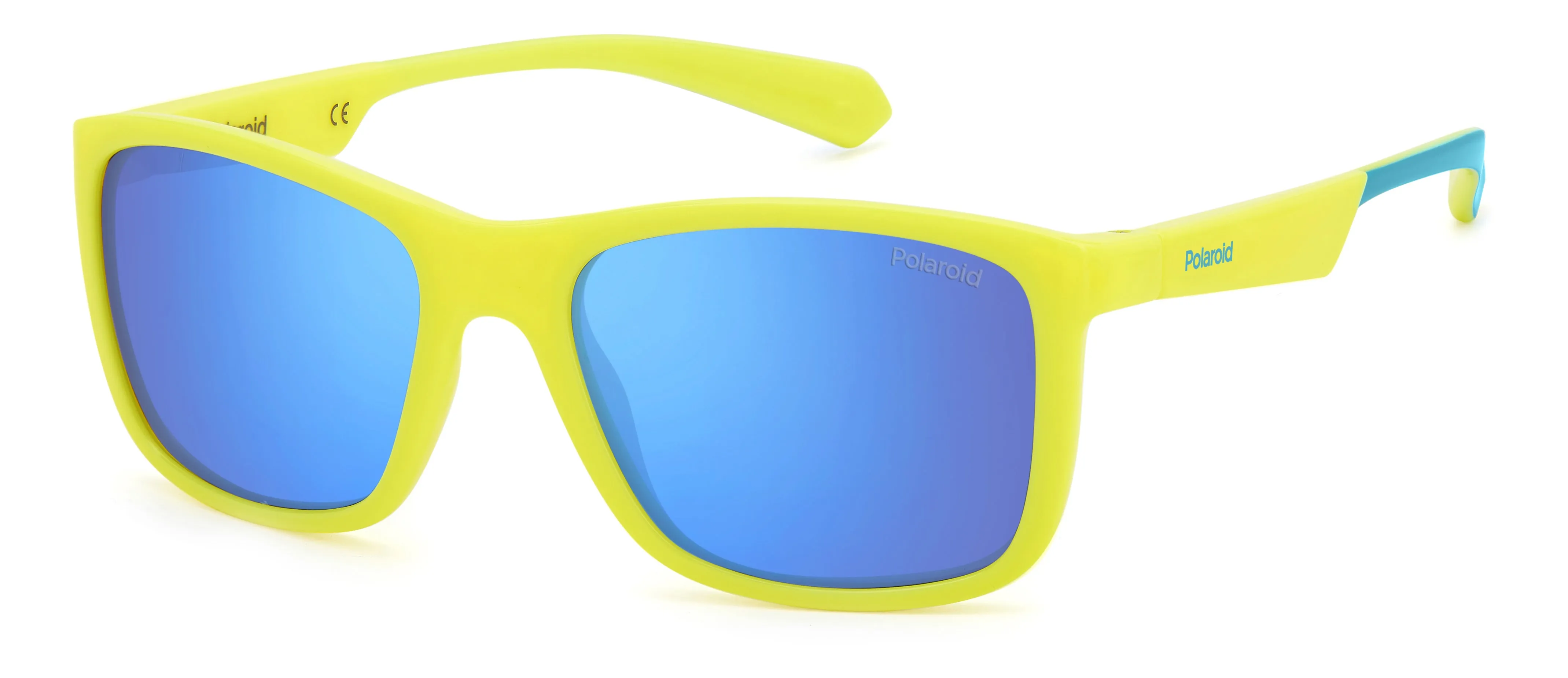 Polaroid Junior Polaroid PLD 8053/S 05B/5X Occhiali da sole bambino Plastica Giallo opaco Azzurro Squadrata Polarizzata Specchiato - immagine 1