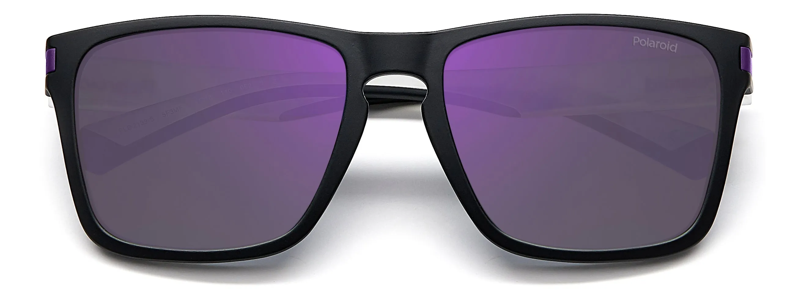 Polaroid PLD 2139/S 5F3/MF Occhiali da sole Plastica Nero opaco / Viola Viola Squadrata Polarizzata Specchiato - immagine 3