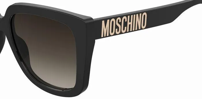 Moschino MOS146/S 807/HA Occhiali da sole Acetato Nero Marrone Squadrata Normale Sfumato - immagine 4