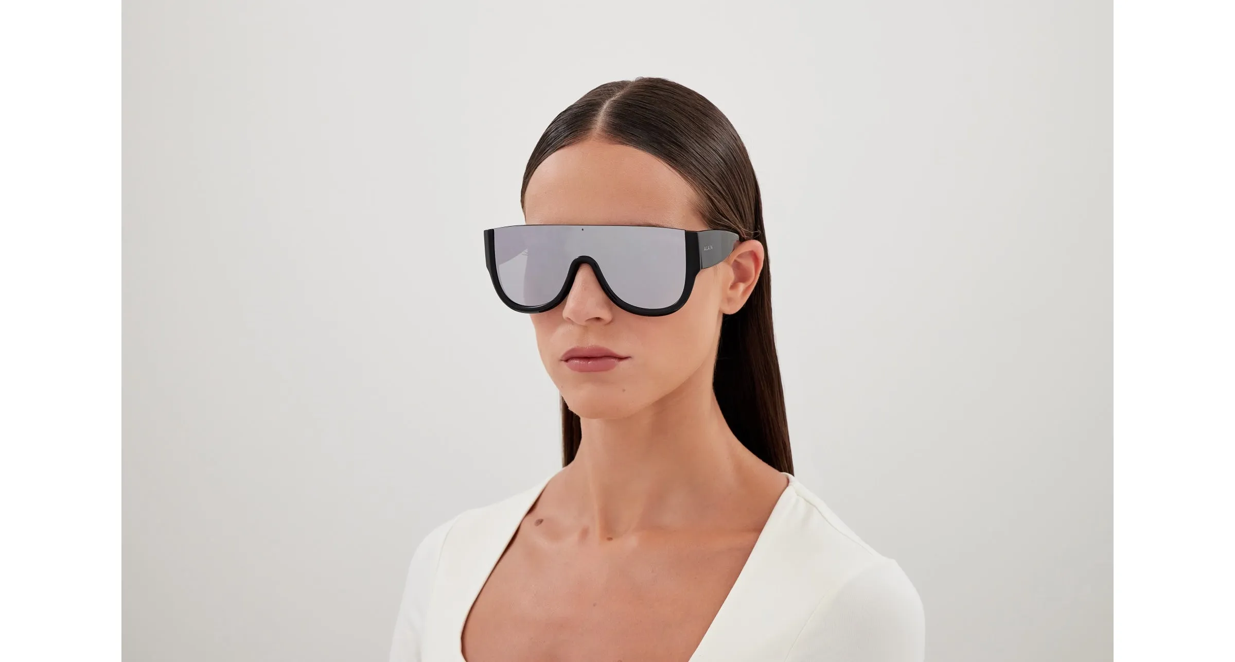 AZZEDINE ALAÏA AA0087S 003 Occhiali da sole Acetato Nero Argento Maschera - immagine 4