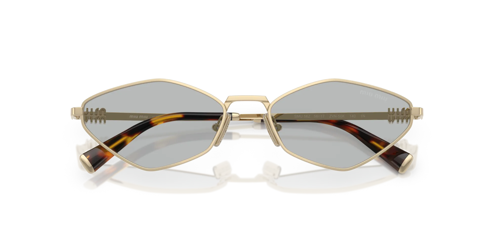 Miu Miu MU 56ZS ZVN50K Occhiali da sole Metallo Oro Grigio Geometrica Normale - immagine 2