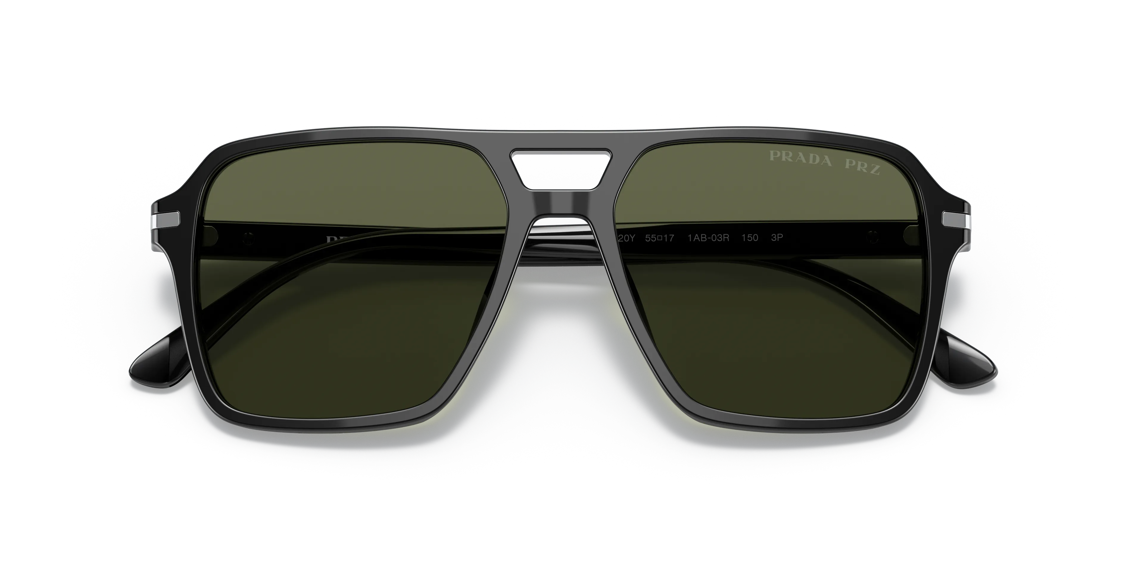 Prada PR 20YS 1AB03R Occhiali da sole Acetato Nero Verde Pilot Polarizzata - immagine 2