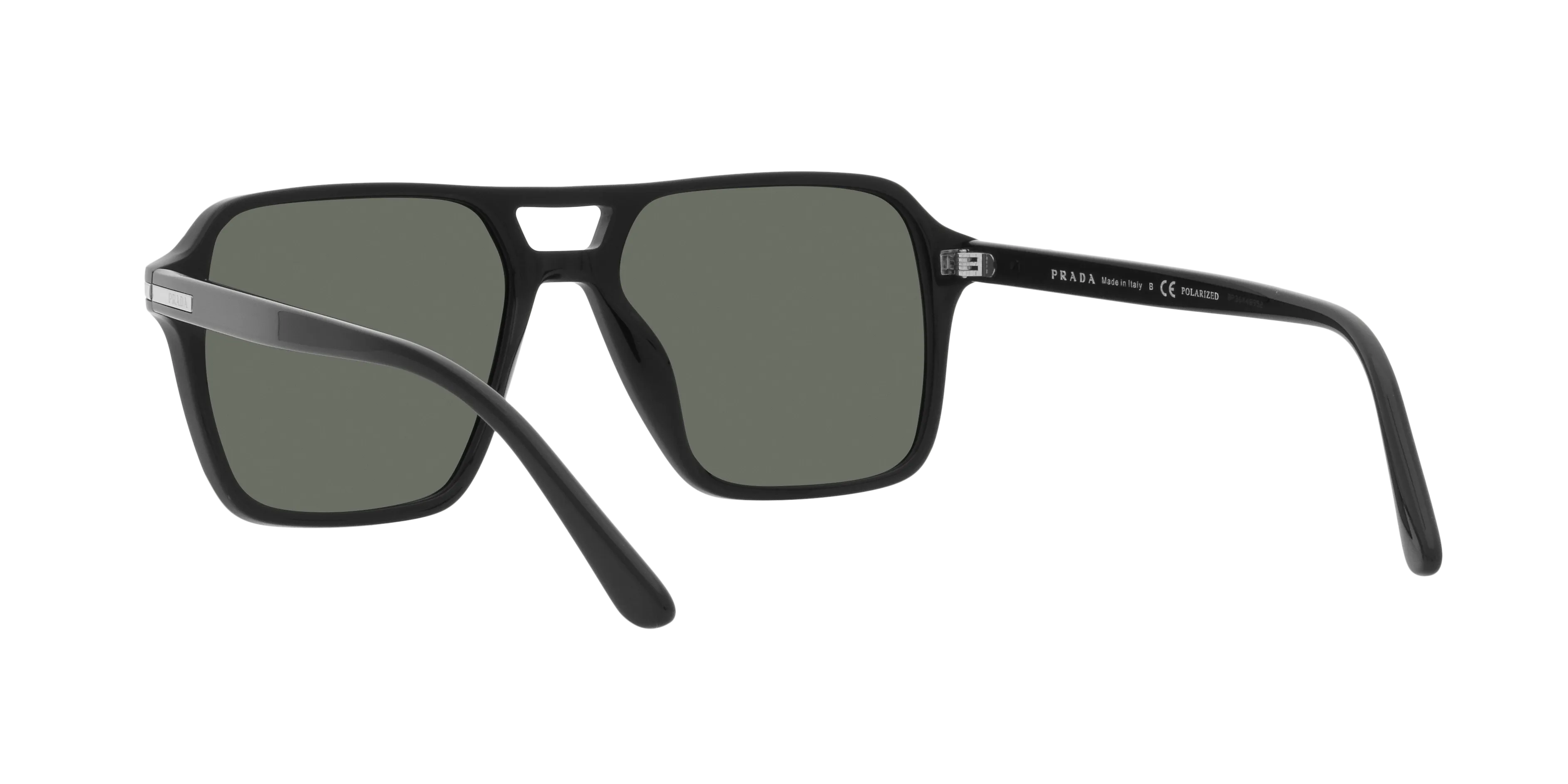 Prada PR 20YS 1AB03R Occhiali da sole Acetato Nero Verde Pilot Polarizzata - immagine 4