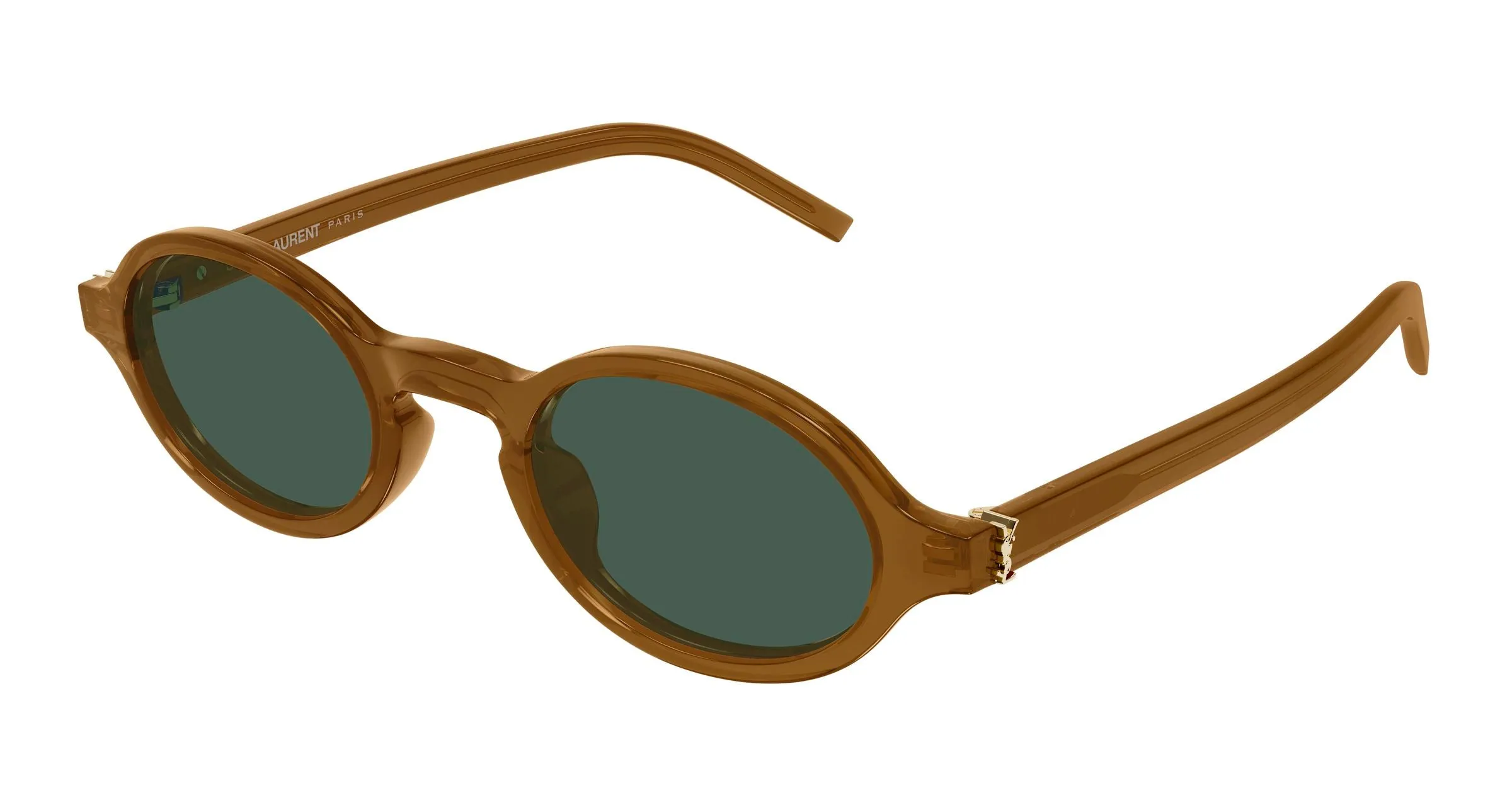 SAINT LAURENT SL M161/K 004 Occhiali da sole Acetato Marrone Verde Rotonda - immagine 1