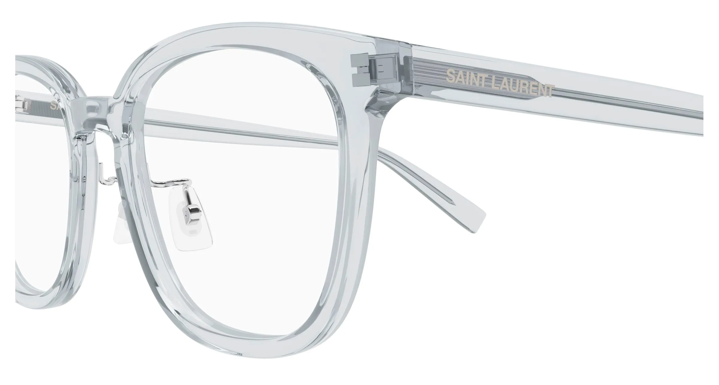 SAINT LAURENT SL 917/F 003 Montature da vista Acetato Grigio Trasparente Rotonda - immagine 3